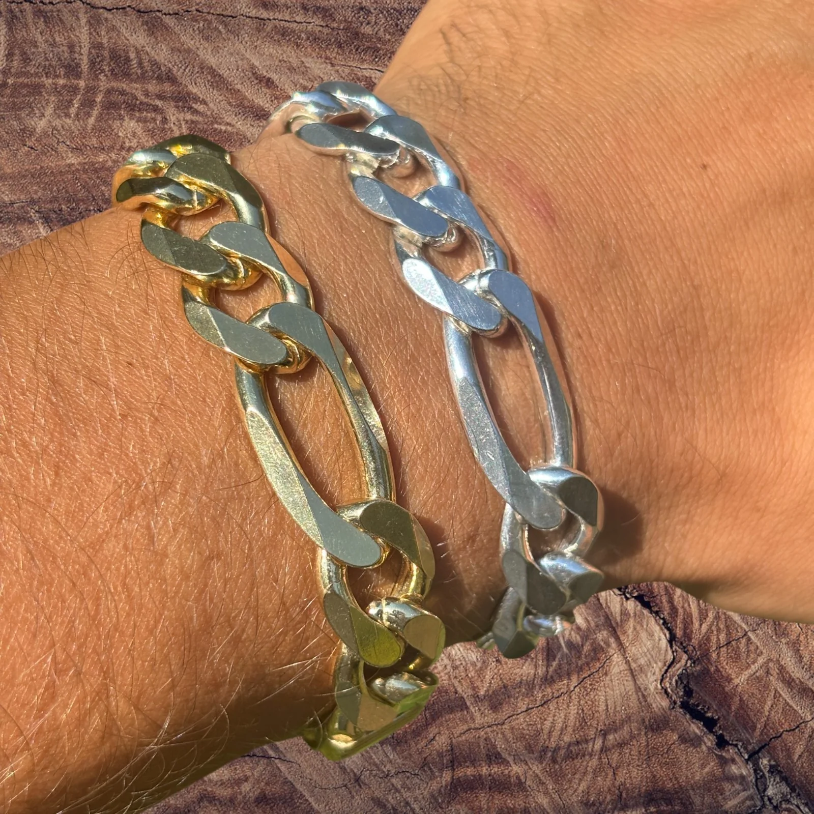 925 Sterling Silver 13mm Figaro Bracelet - Image 3