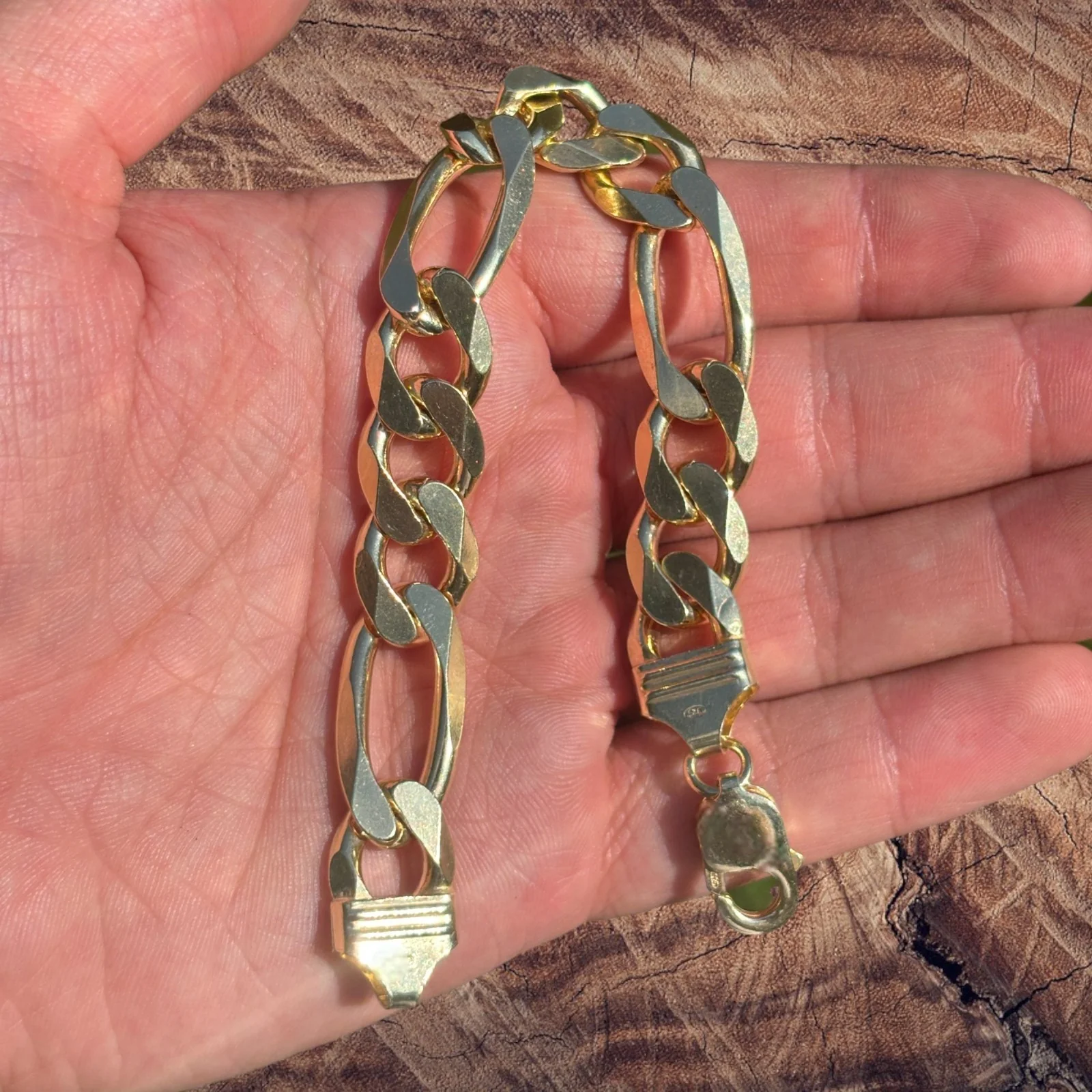 925 Sterling Silver 13mm Figaro Bracelet - Image 5