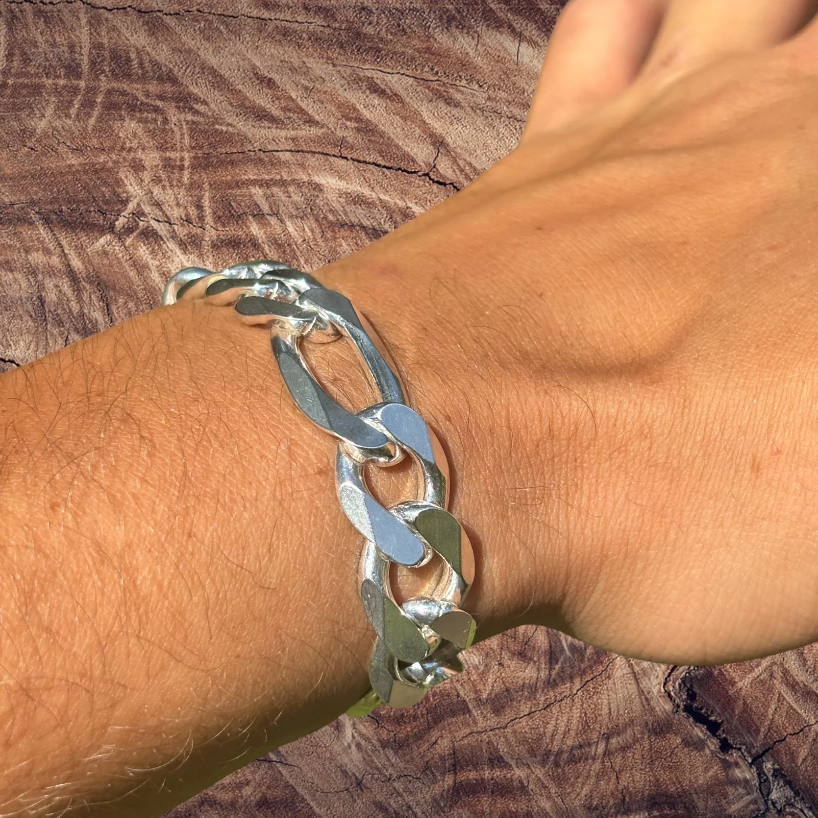 925 Sterling Silver 13mm Figaro Bracelet - Image 7