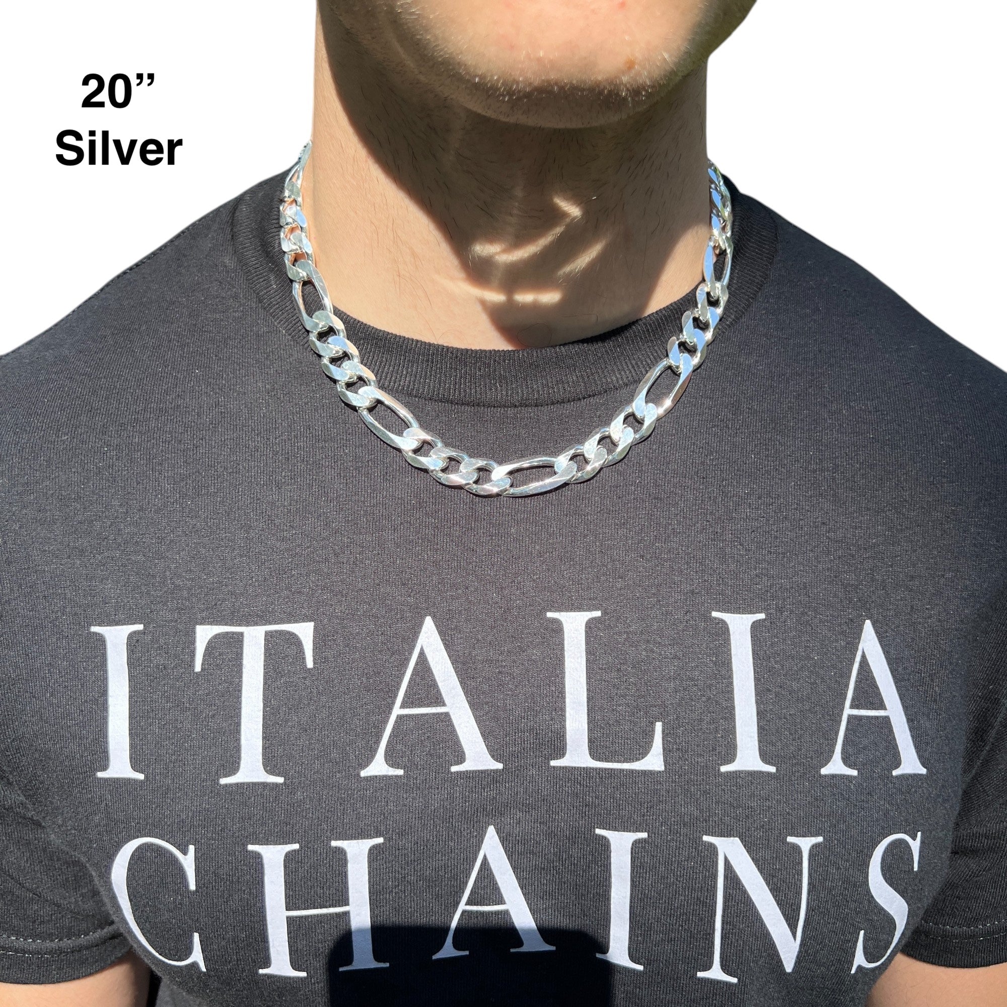 925 Sterling Silver 13mm Figaro Chain Necklace - Image 10