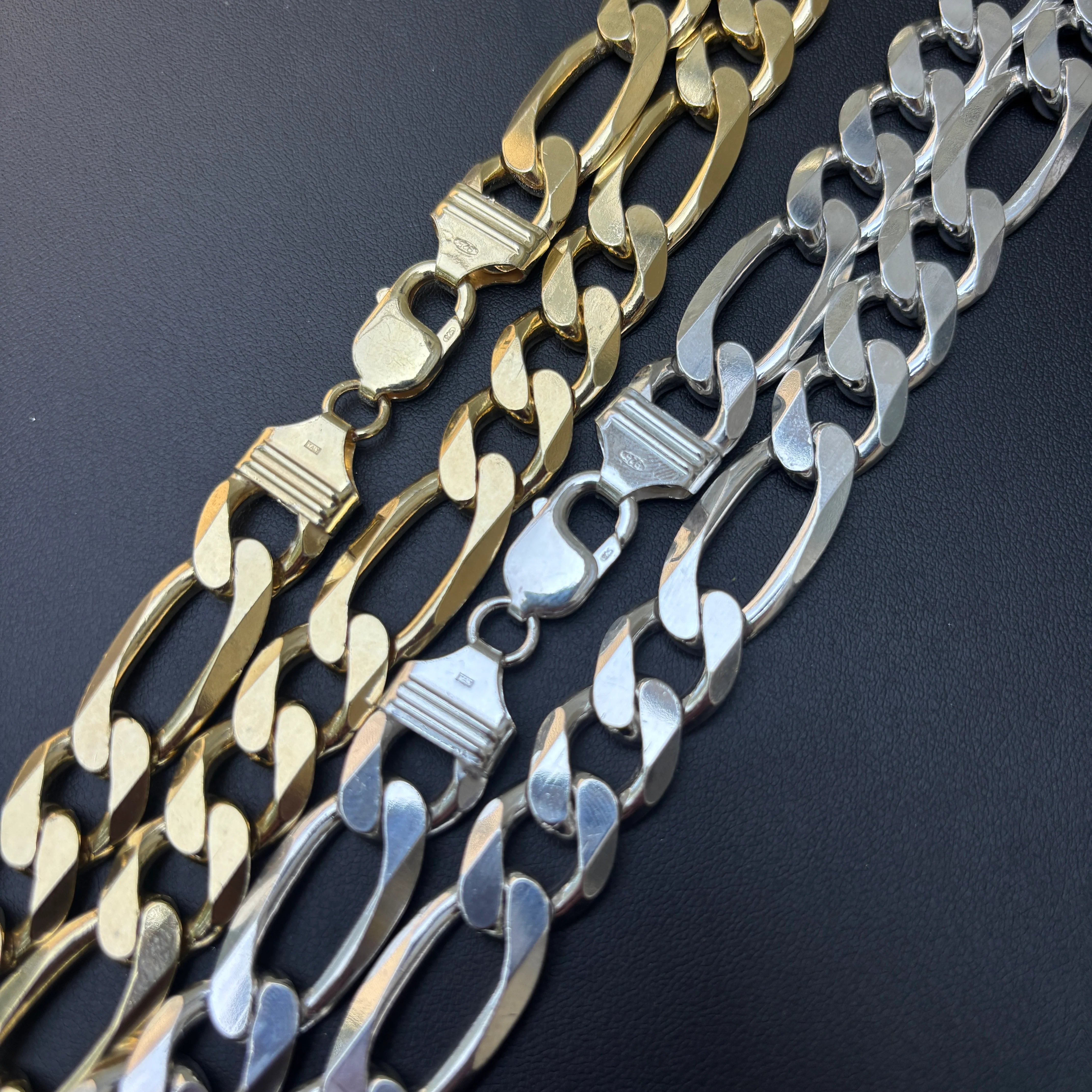 925 Sterling Silver 13mm Figaro Chain Necklace - Image 3