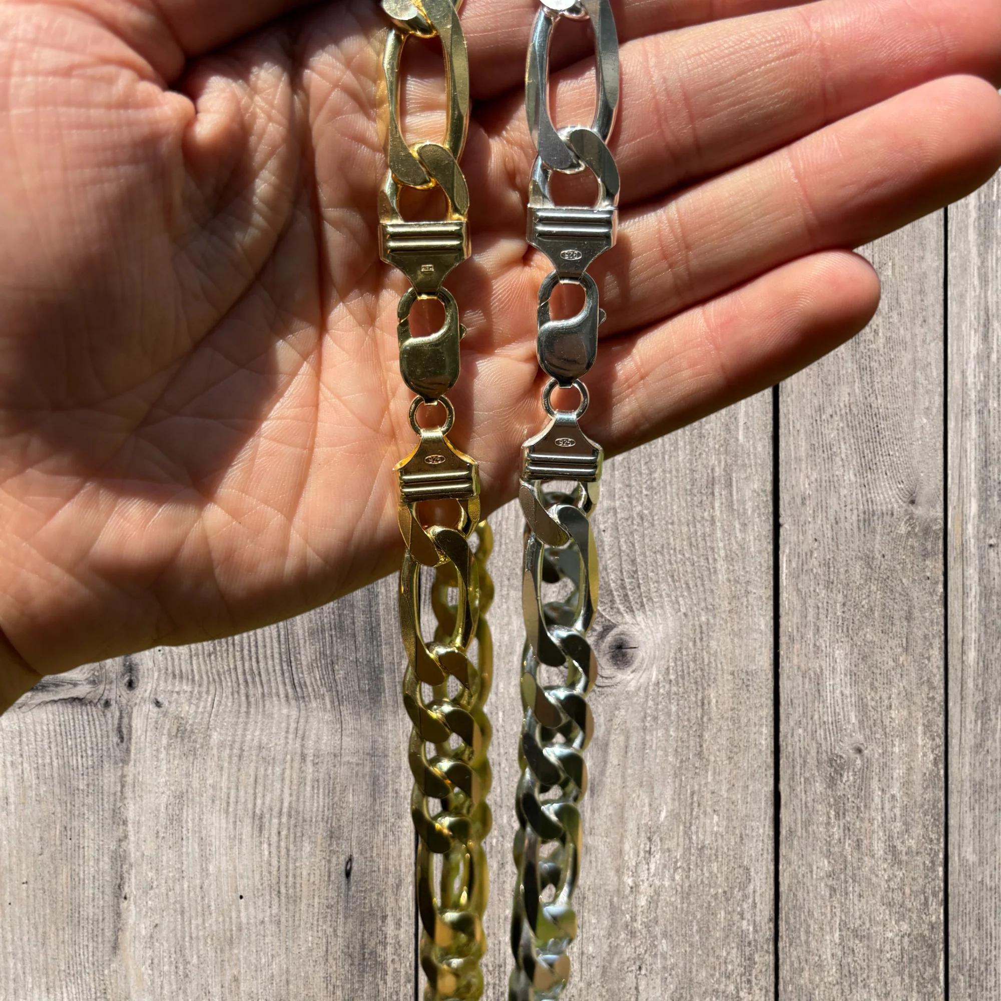 925 Sterling Silver 13mm Figaro Chain Necklace - Image 5
