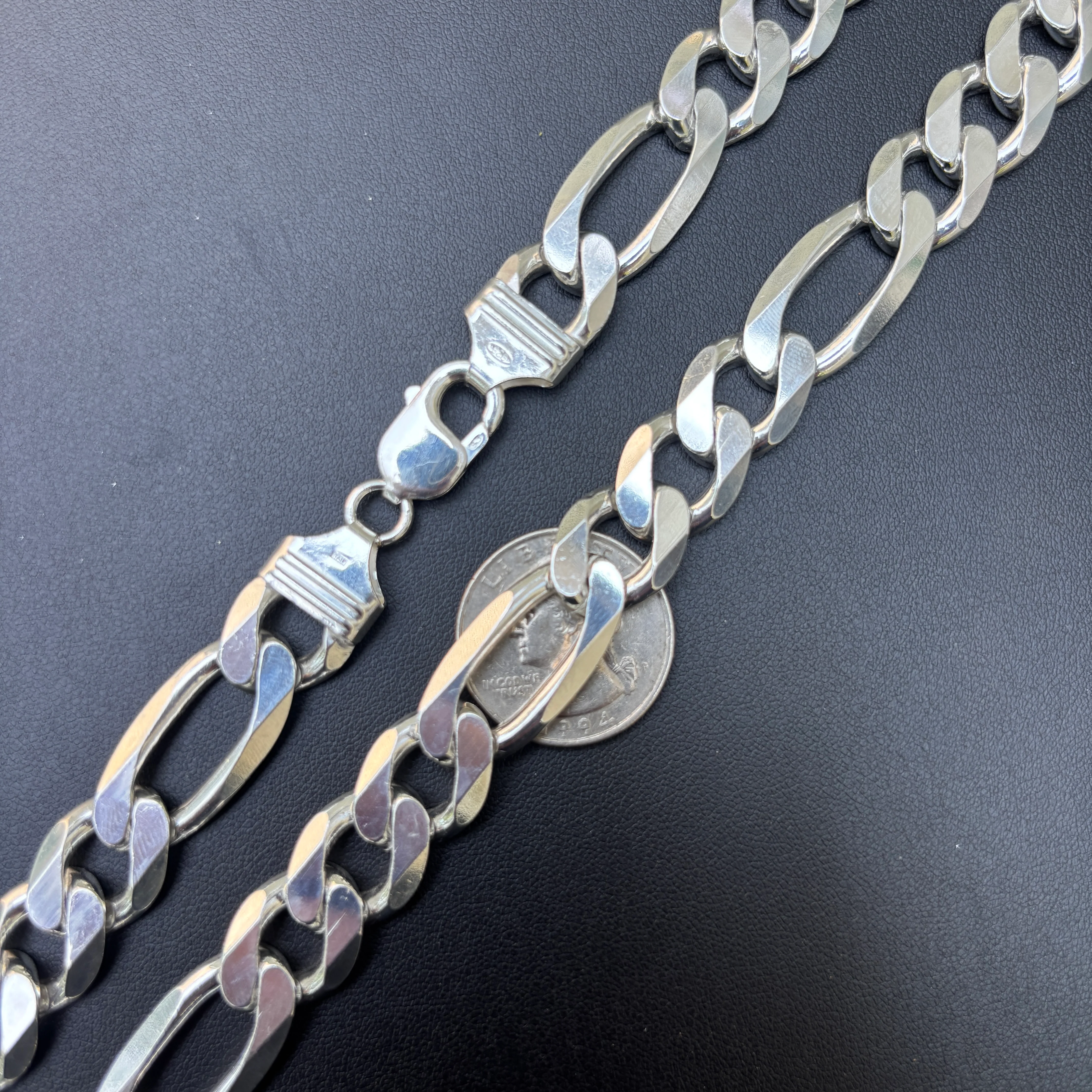 925 Sterling Silver 13mm Figaro Chain Necklace - Image 7