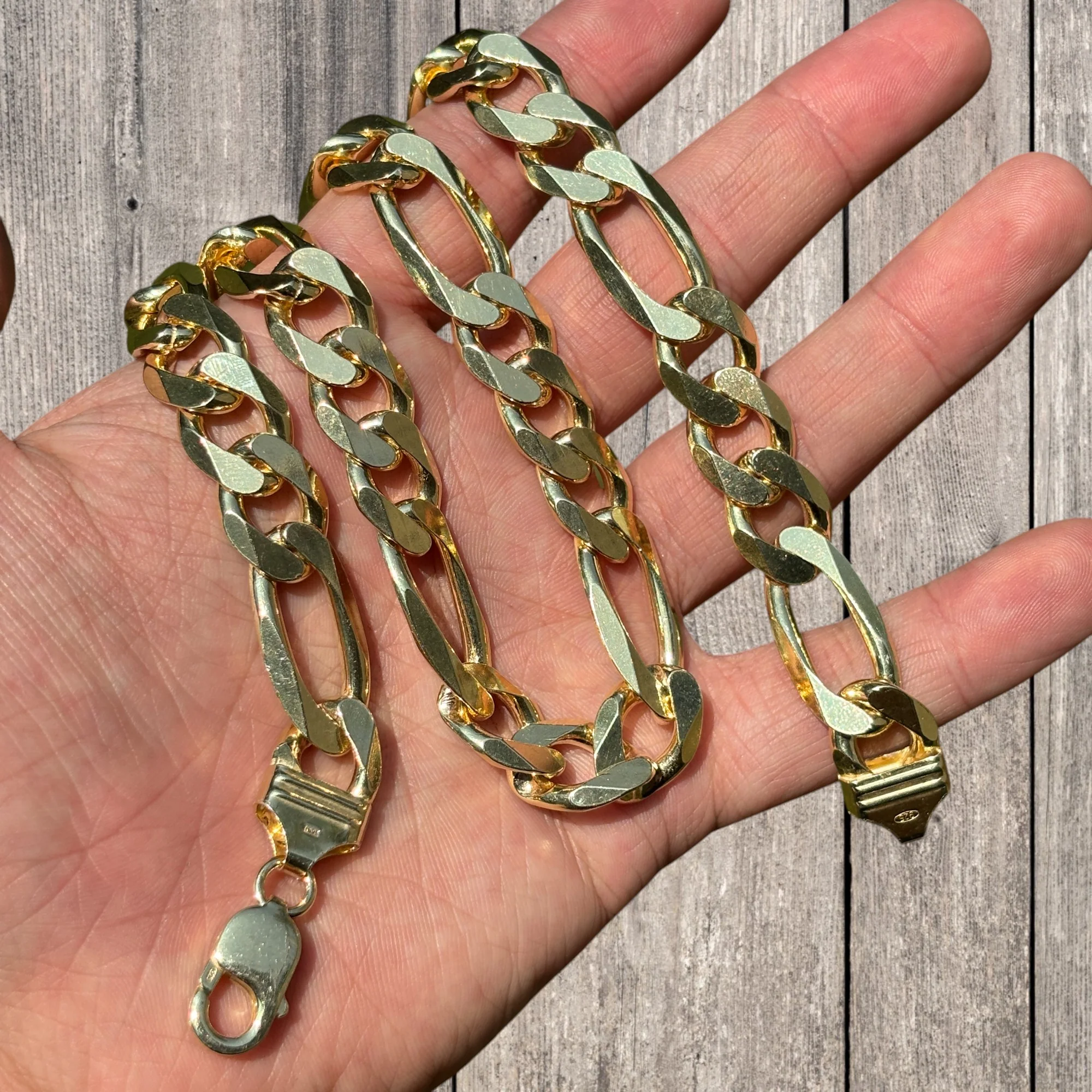 925 Sterling Silver 13mm Figaro Chain Necklace - Image 9