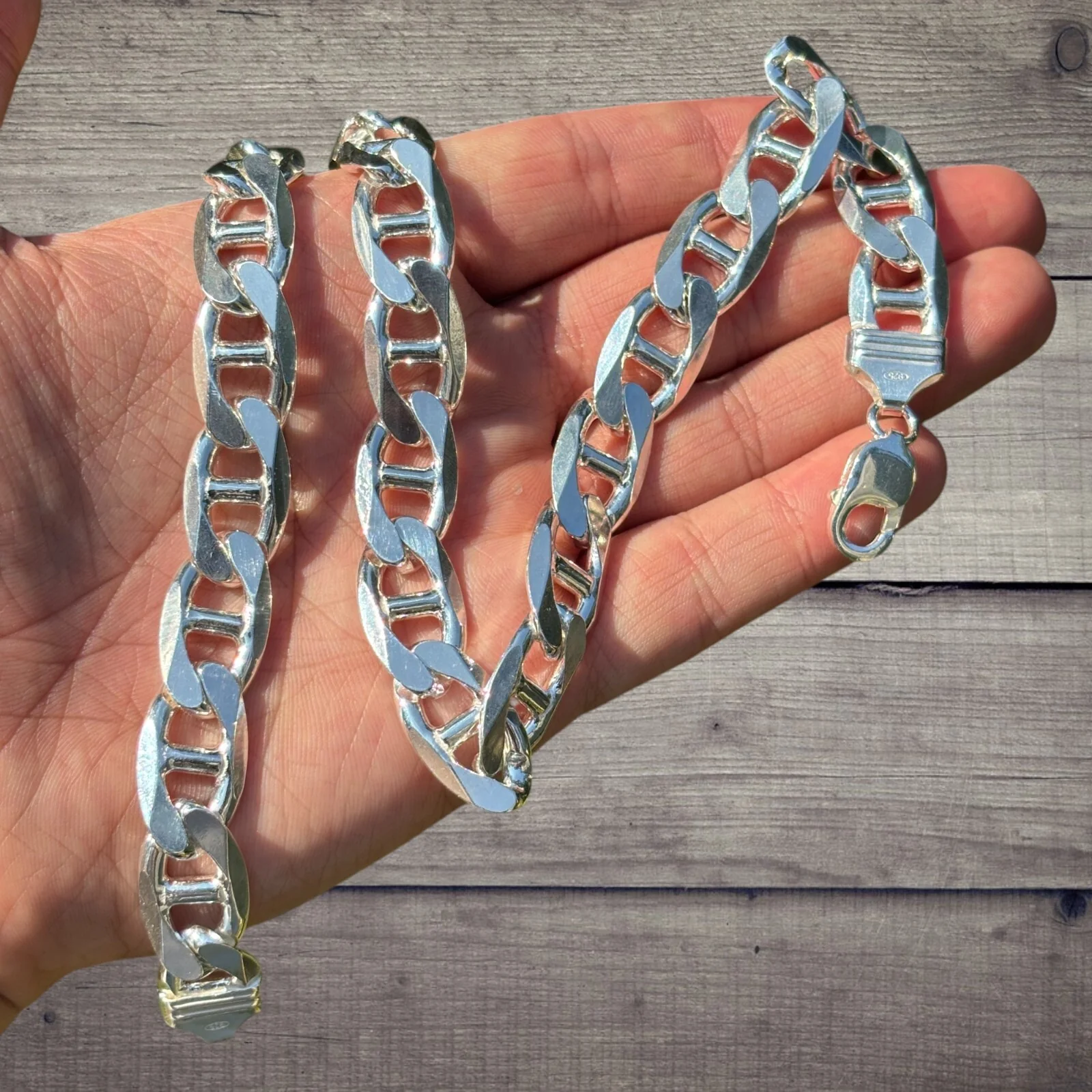 925 Sterling Silver 13mm Mariner Chain Necklace - Image 5