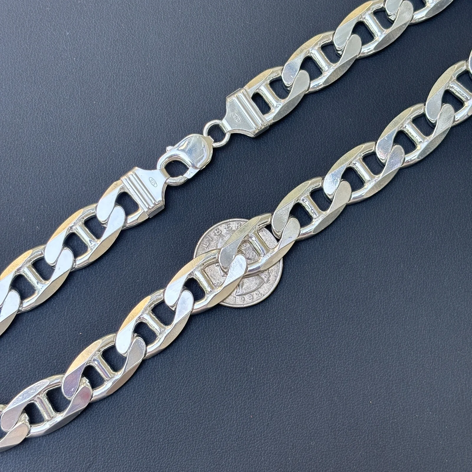 925 Sterling Silver 13mm Mariner Chain Necklace - Image 9