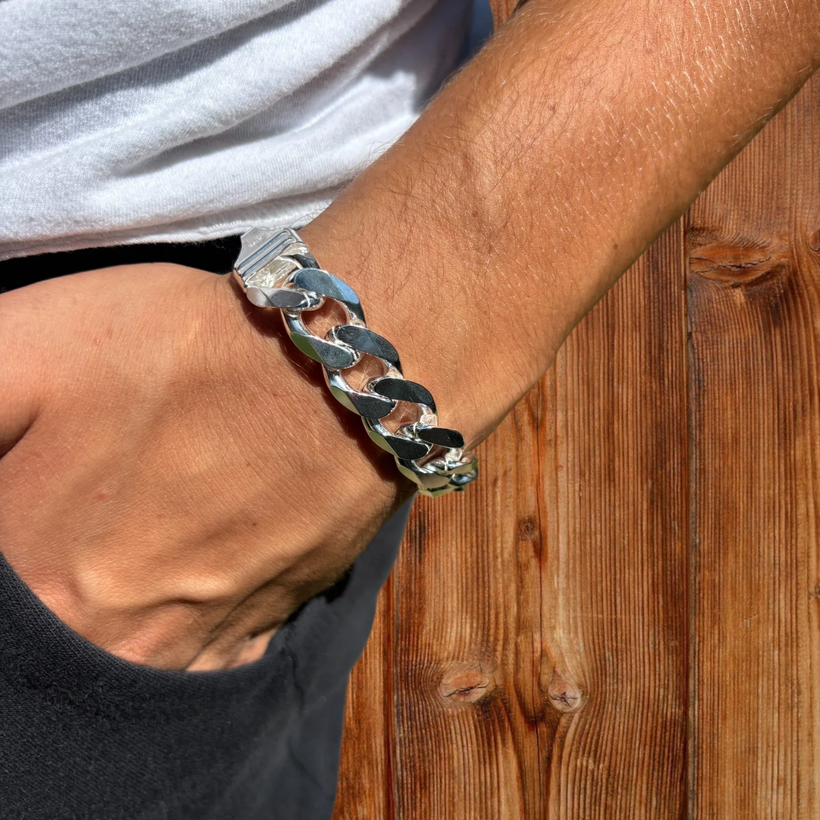 925 Sterling Silver 15mm Curb Bracelet - Image 13