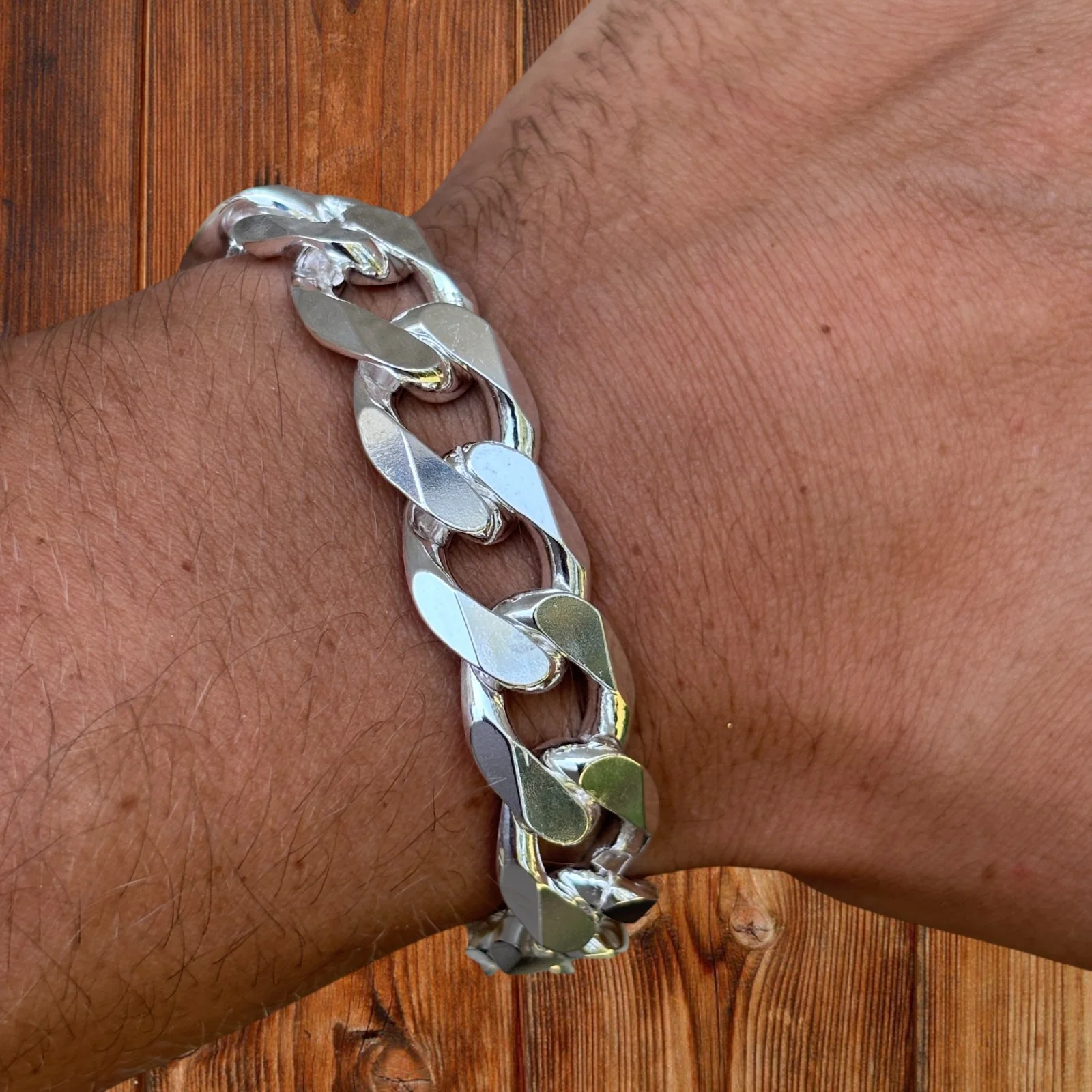 925 Sterling Silver 15mm Curb Bracelet - Image 6