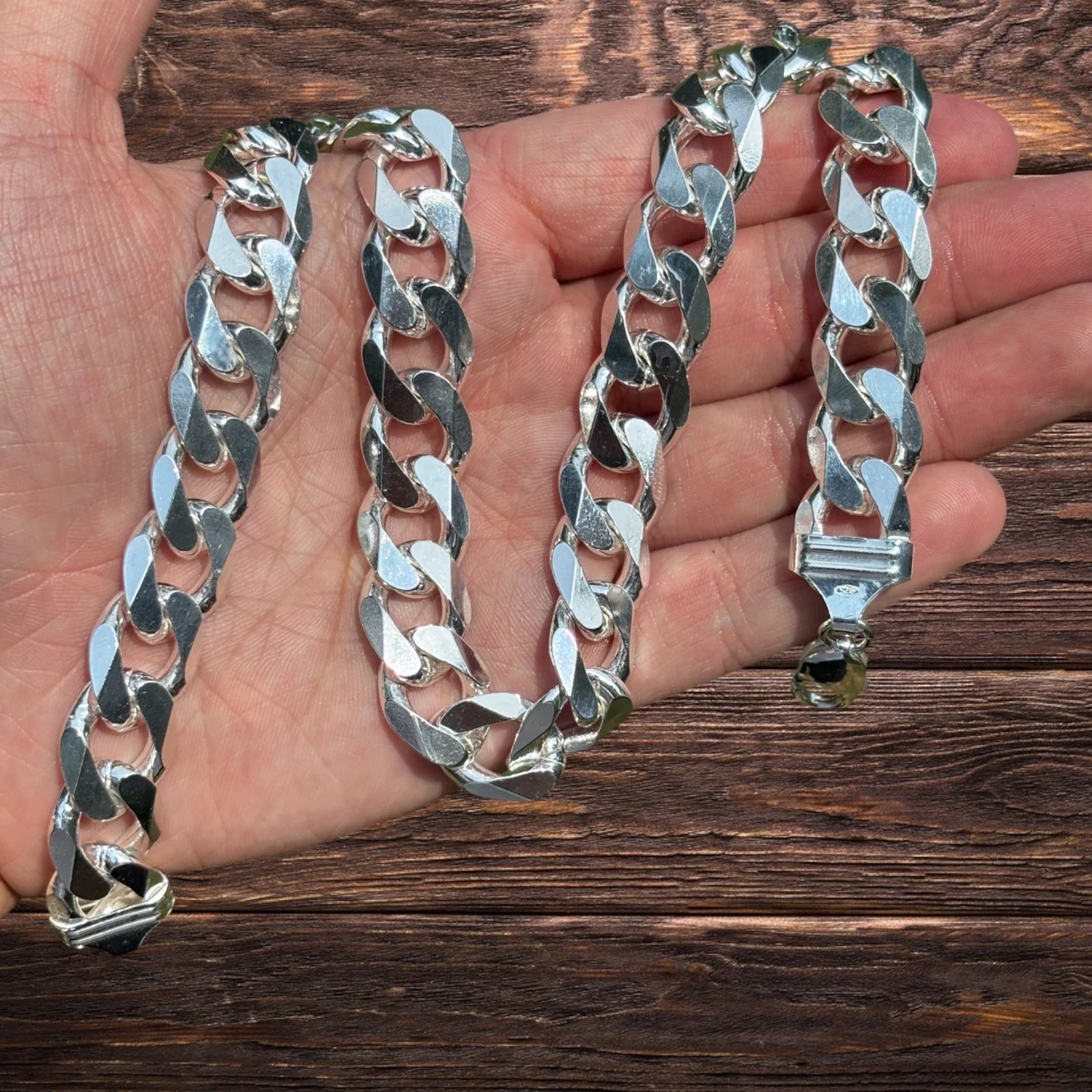 925 Sterling Silver 15mm Curb Chain Necklace - Image 6