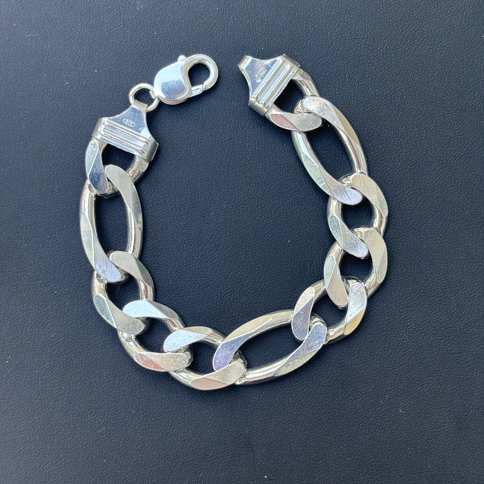 925 Sterling Silver 15mm Figaro Bracelet - Image 14