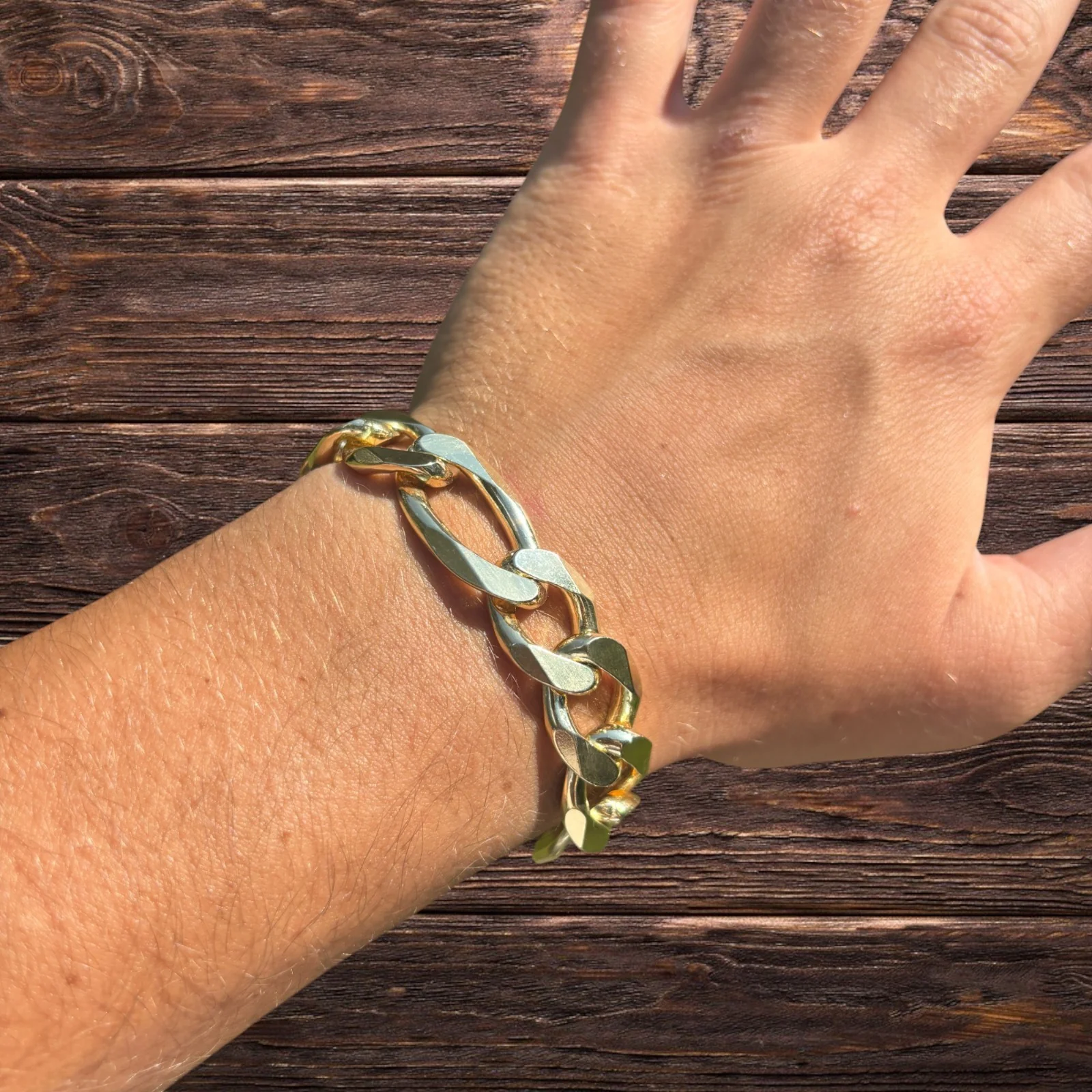 925 Sterling Silver 15mm Figaro Bracelet - Image 19