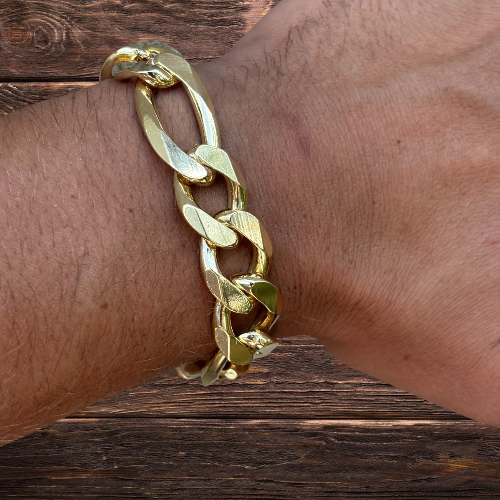 925 Sterling Silver 15mm Figaro Bracelet - Image 21