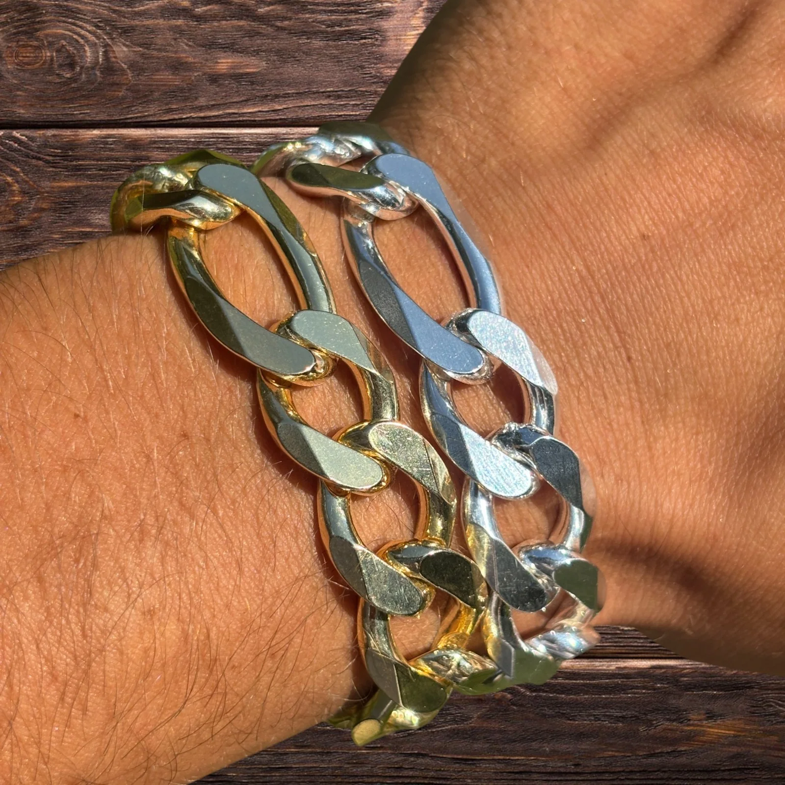 925 Sterling Silver 15mm Figaro Bracelet - Image 3
