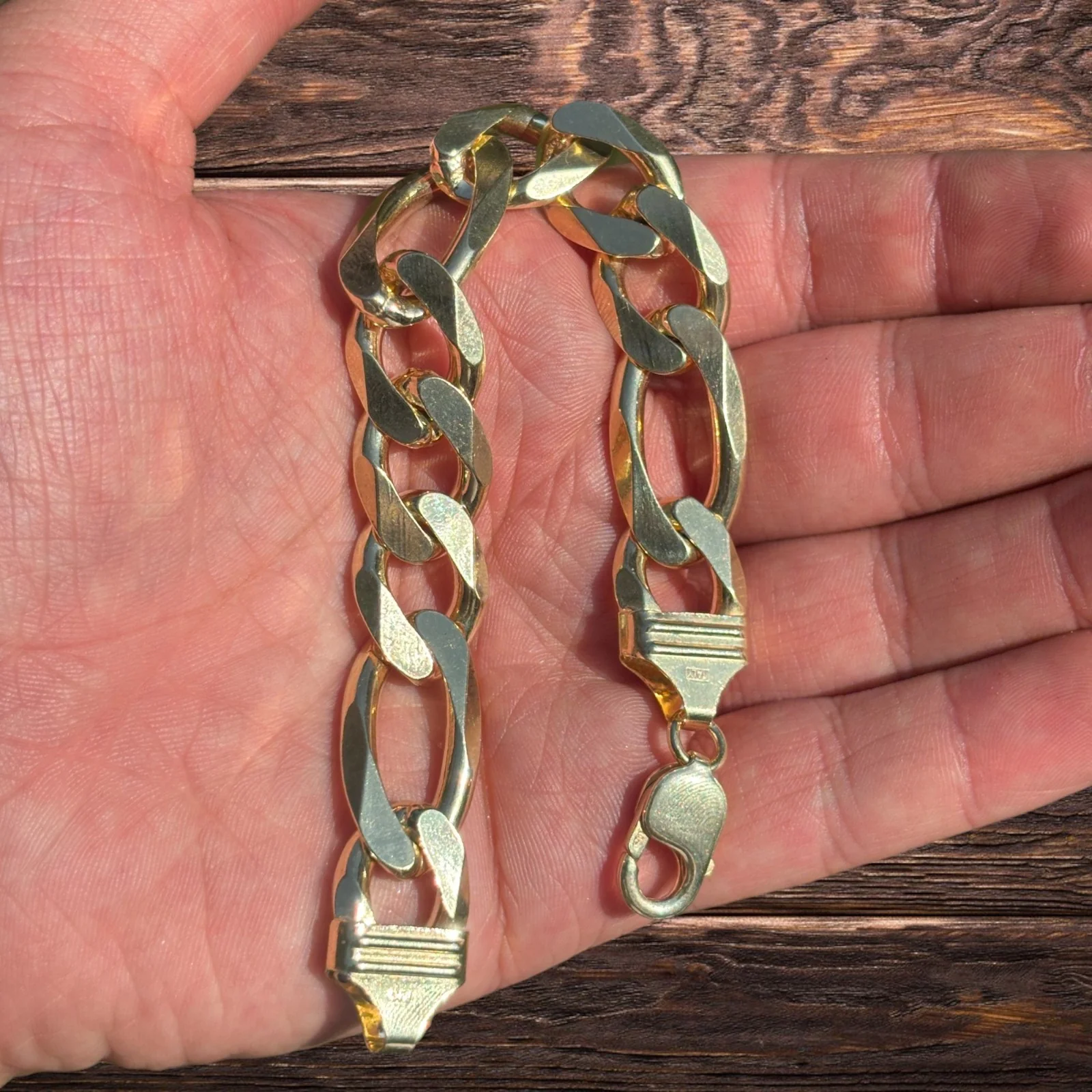 925 Sterling Silver 15mm Figaro Bracelet - Image 5