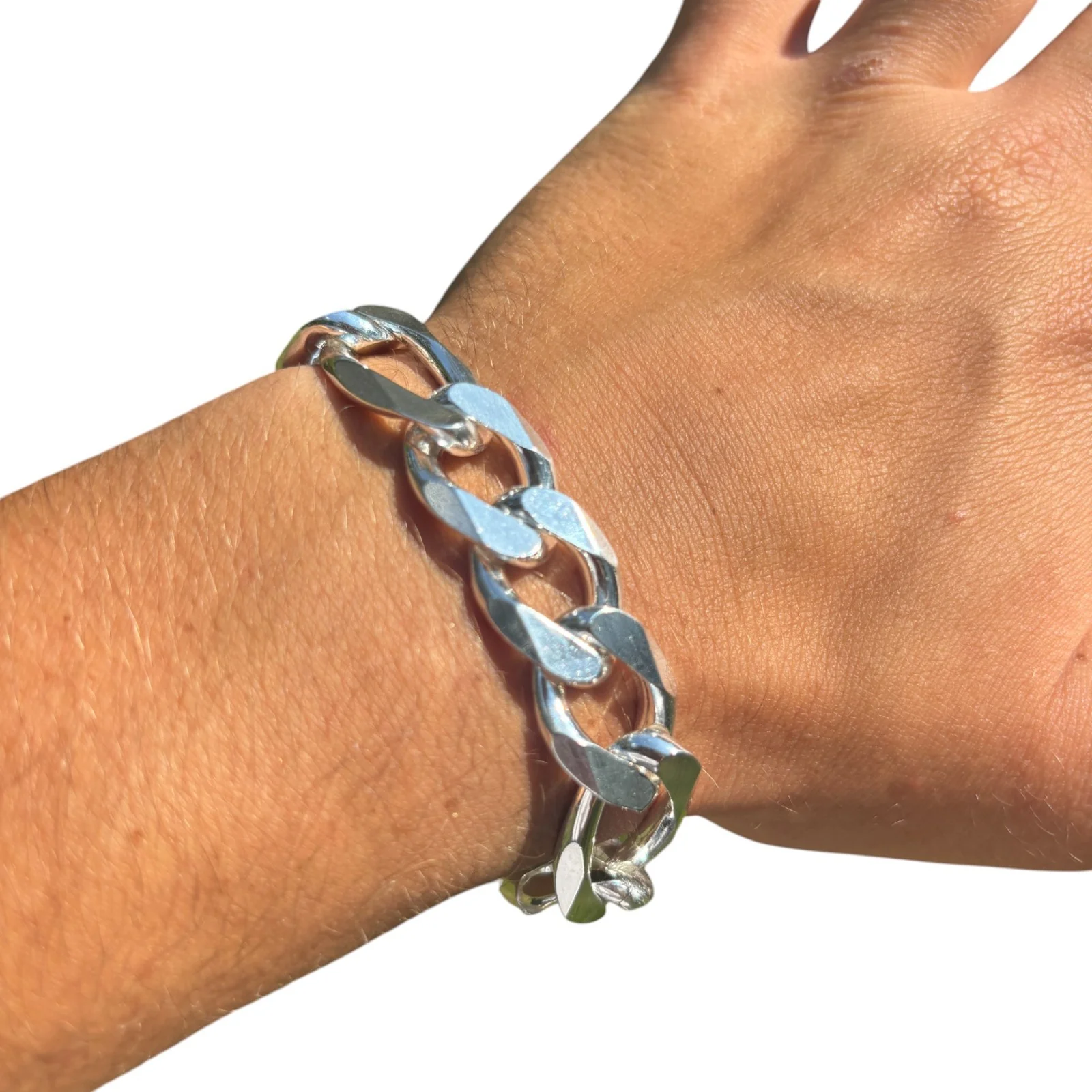 925 Sterling Silver 15mm Figaro Bracelet - Image 9