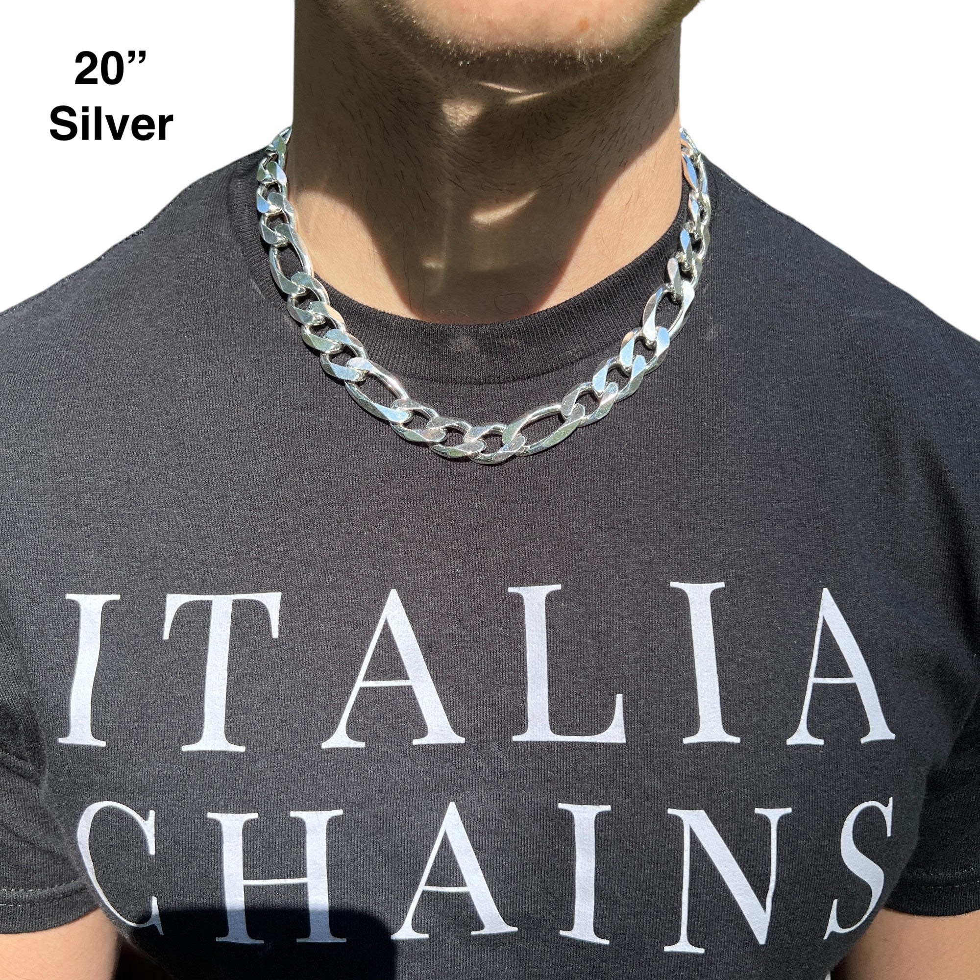 925 Sterling Silver 15mm Figaro Chain Necklace - Image 13