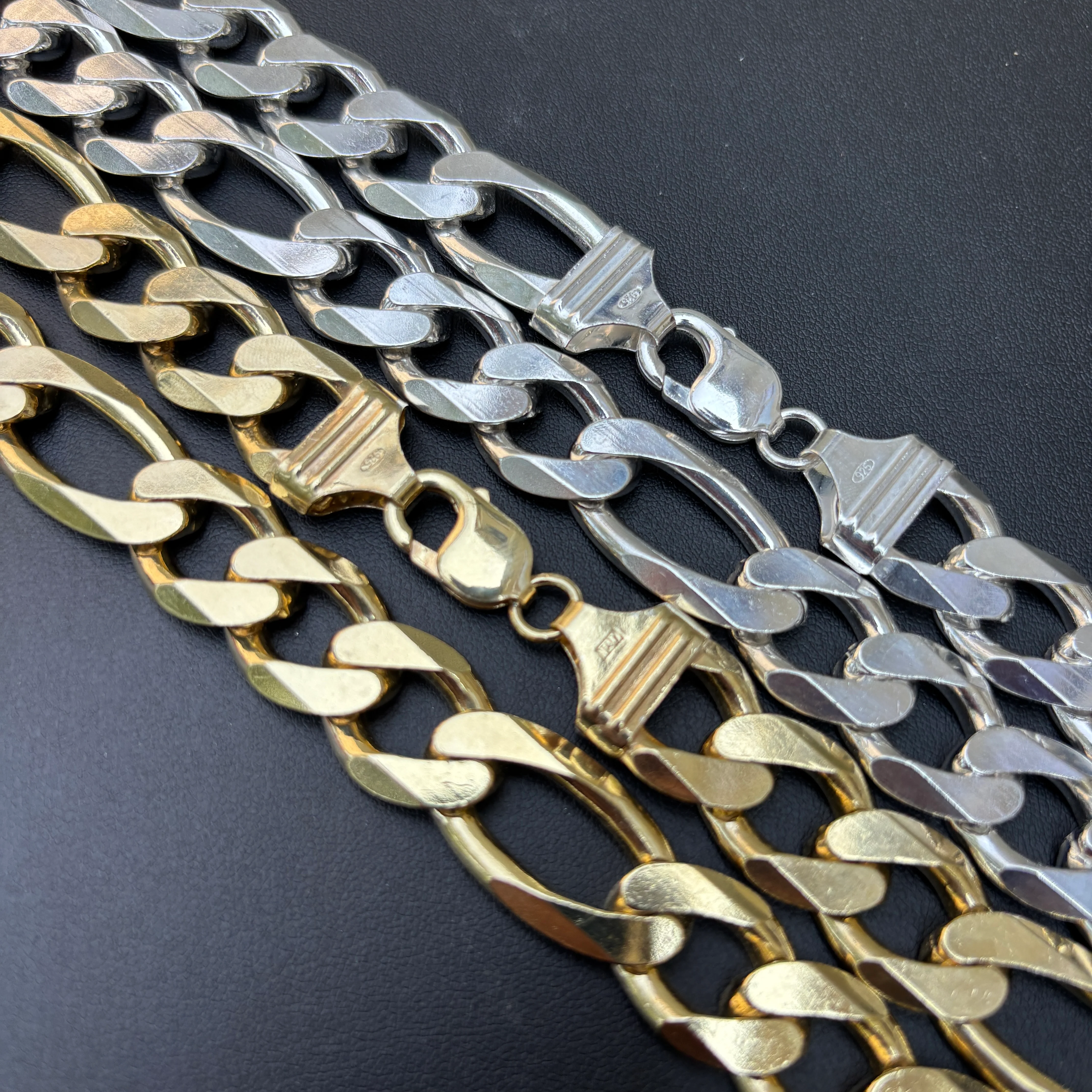 925 Sterling Silver 15mm Figaro Chain Necklace - Image 3