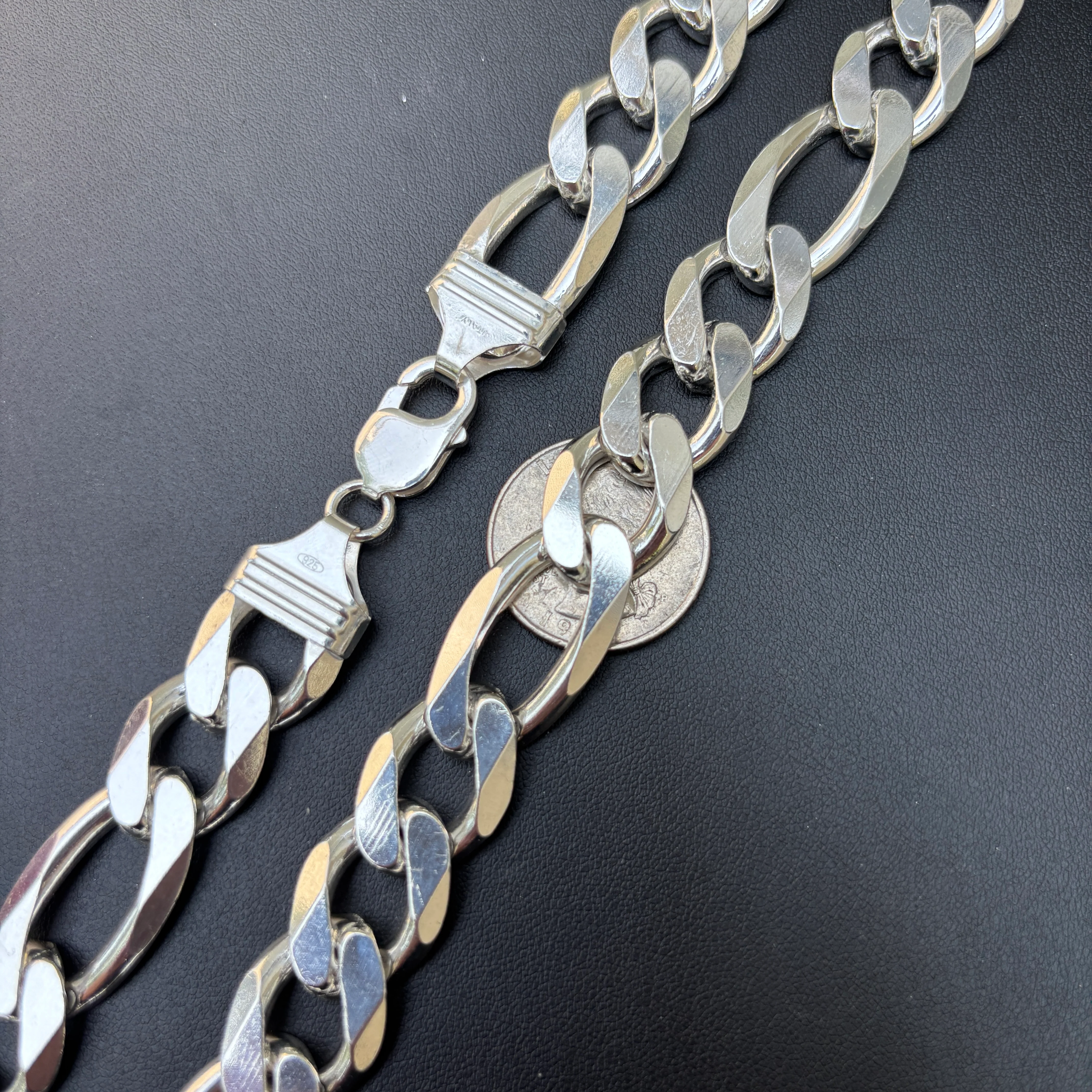 925 Sterling Silver 15mm Figaro Chain Necklace - Image 6