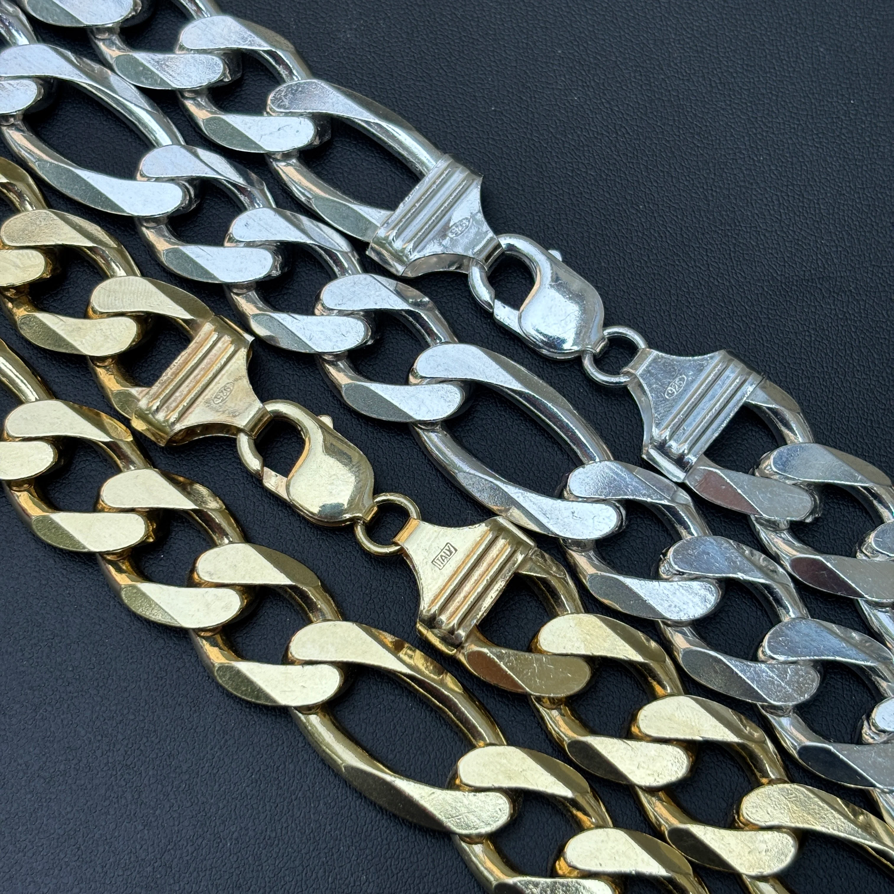 925 Sterling Silver 15mm Figaro Chain Necklace - Image 7