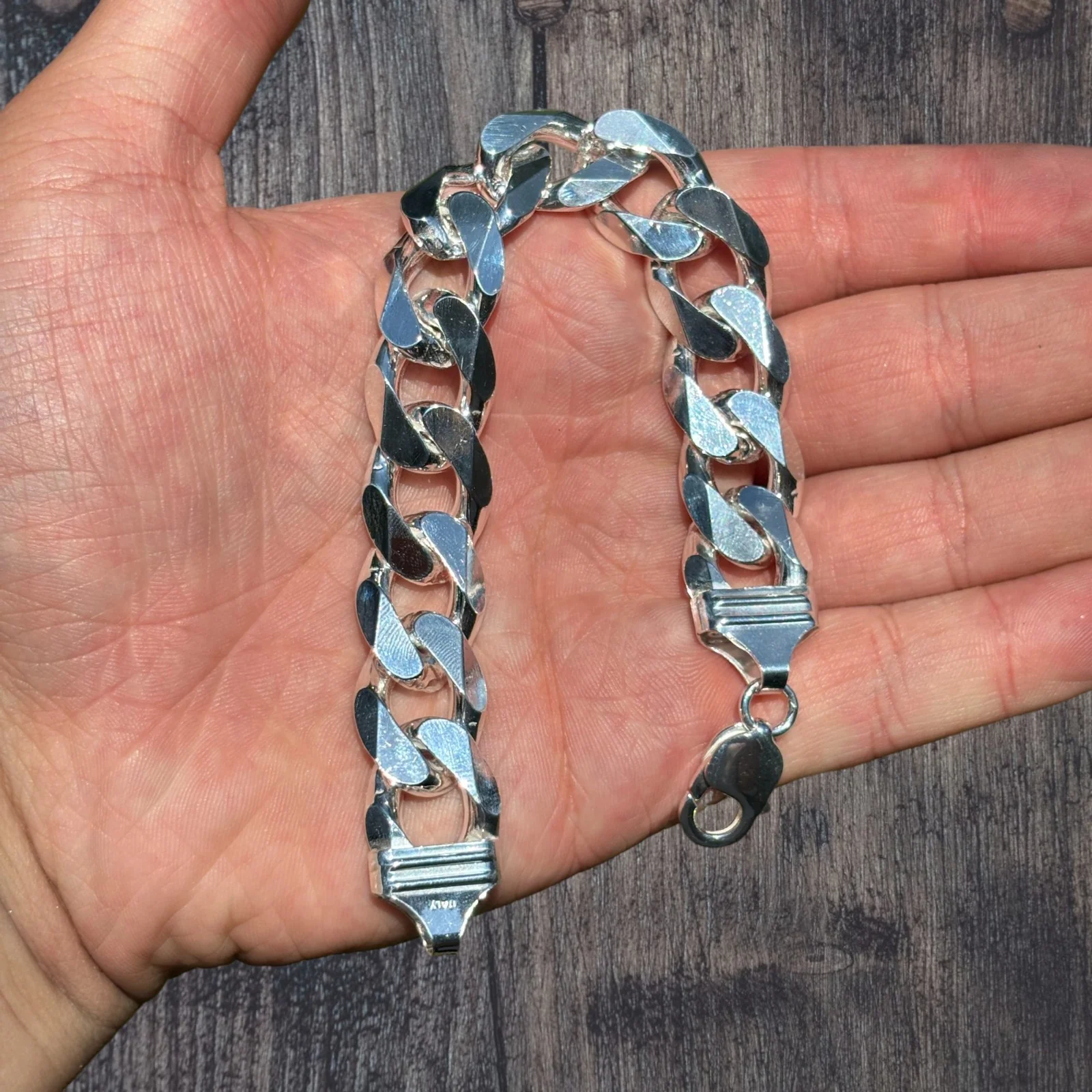 925 Sterling Silver 16mm Curb Bracelet - Image 23