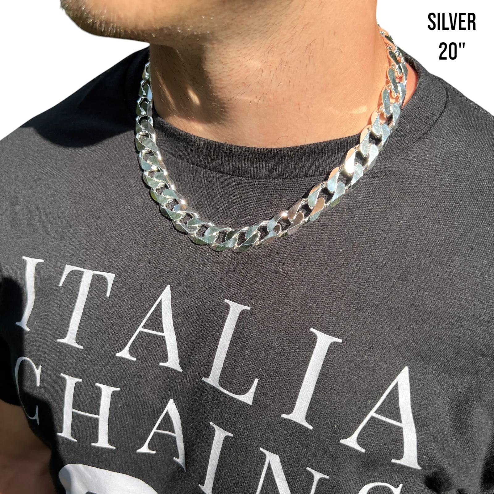 925 Sterling Silver 16mm Curb Chain Necklace - Image 12