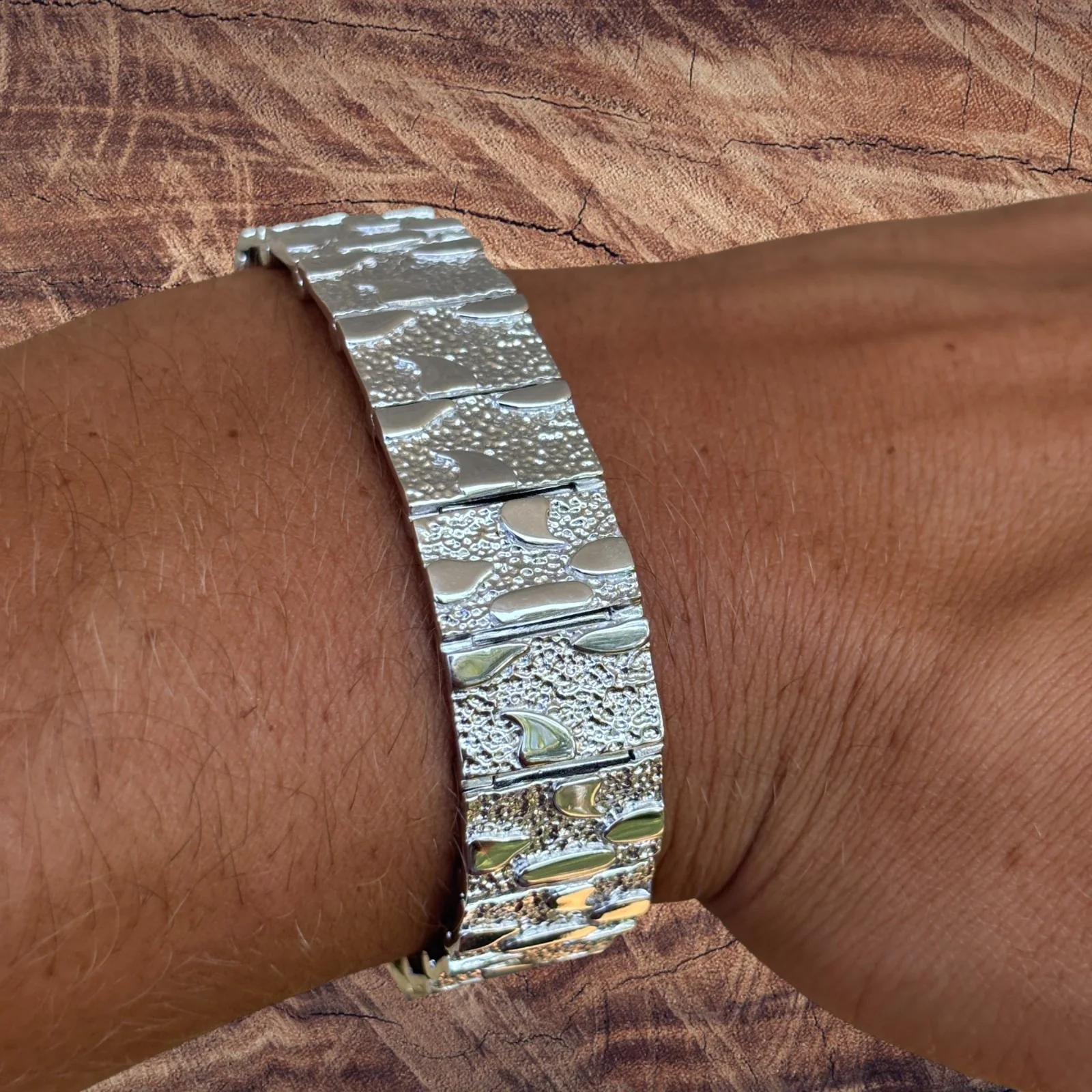 925 Sterling Silver 16mm Custom Nugget Link Bracelet - Image 12