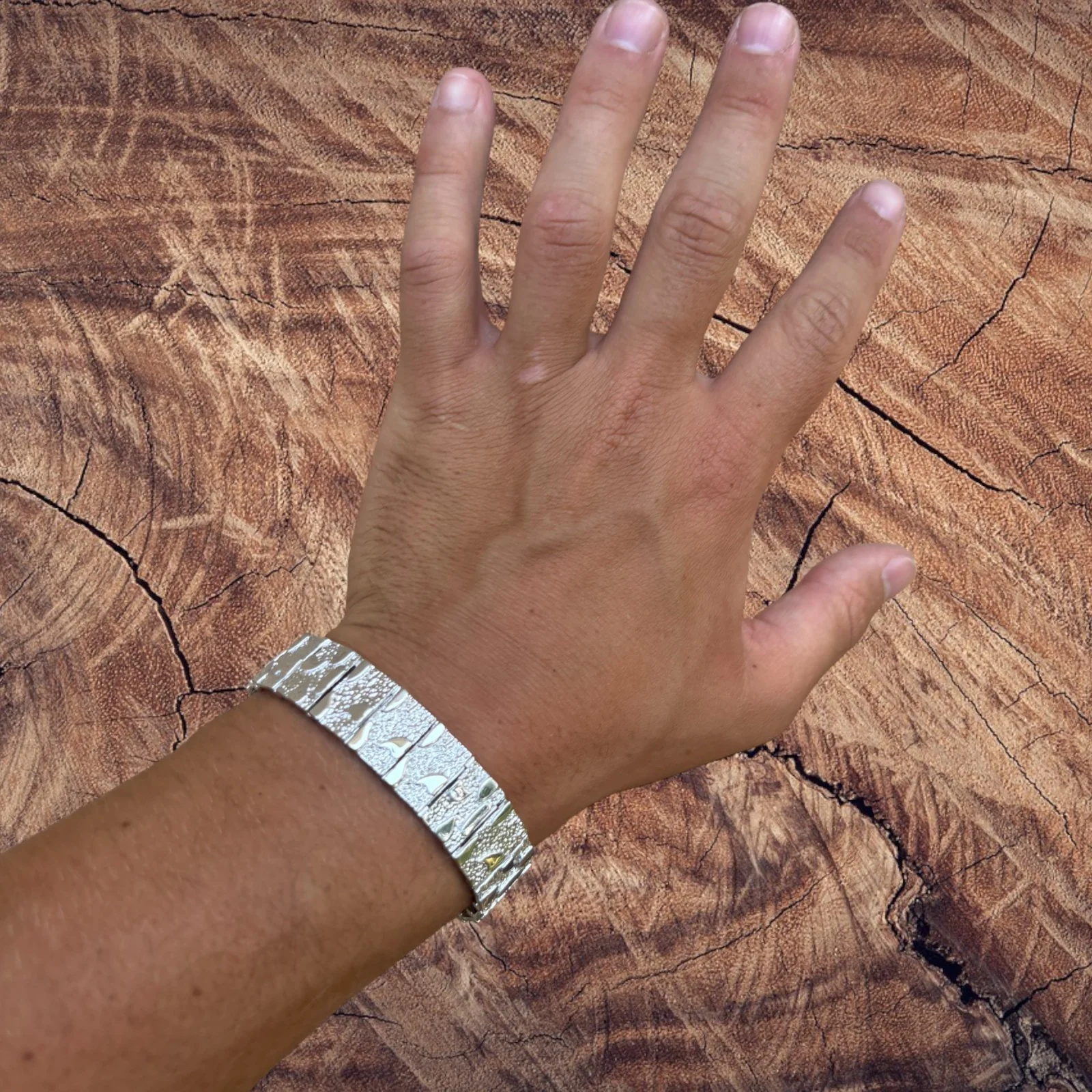 925 Sterling Silver 16mm Custom Nugget Link Bracelet - Image 13
