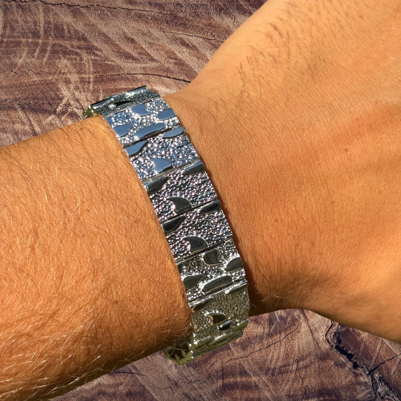 925 Sterling Silver 16mm Custom Nugget Link Bracelet - Image 6