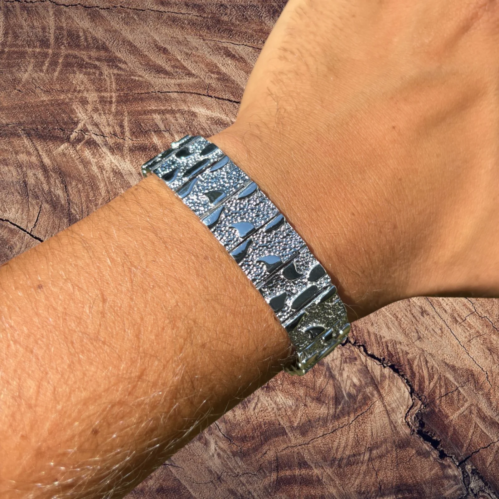 925 Sterling Silver 16mm Custom Nugget Link Bracelet - Image 8