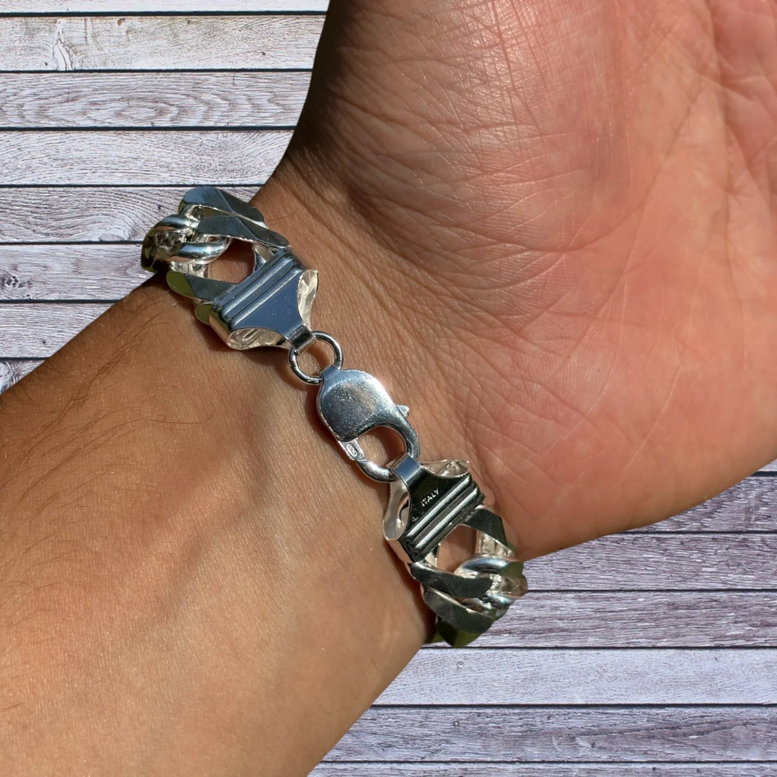 925 Sterling Silver 16mm Double Curb Bracelet - Image 10