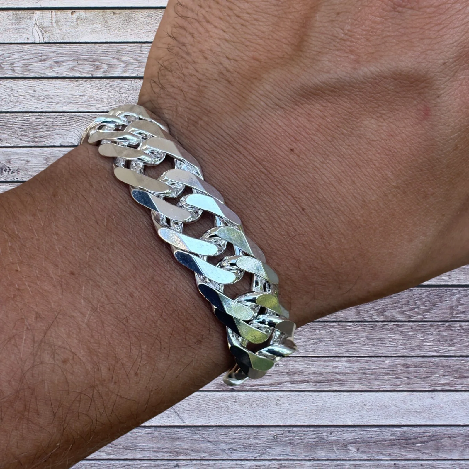925 Sterling Silver 16mm Double Curb Bracelet - Image 12