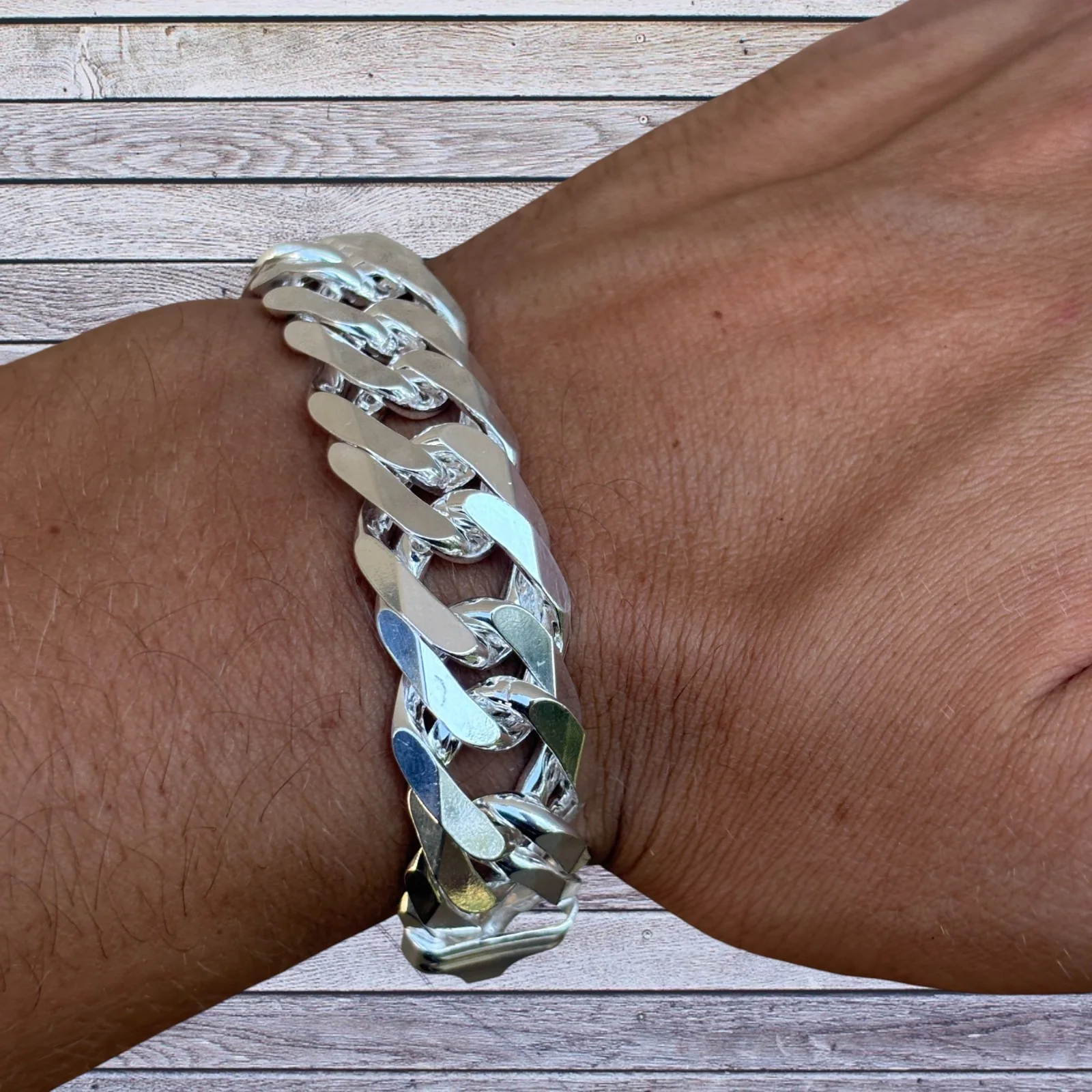 925 Sterling Silver 16mm Double Curb Bracelet - Image 13
