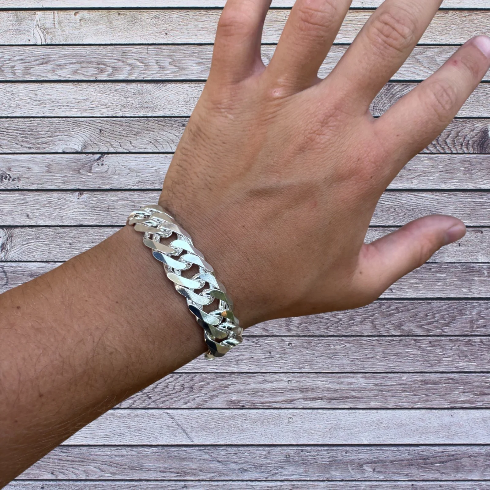925 Sterling Silver 16mm Double Curb Bracelet - Image 14