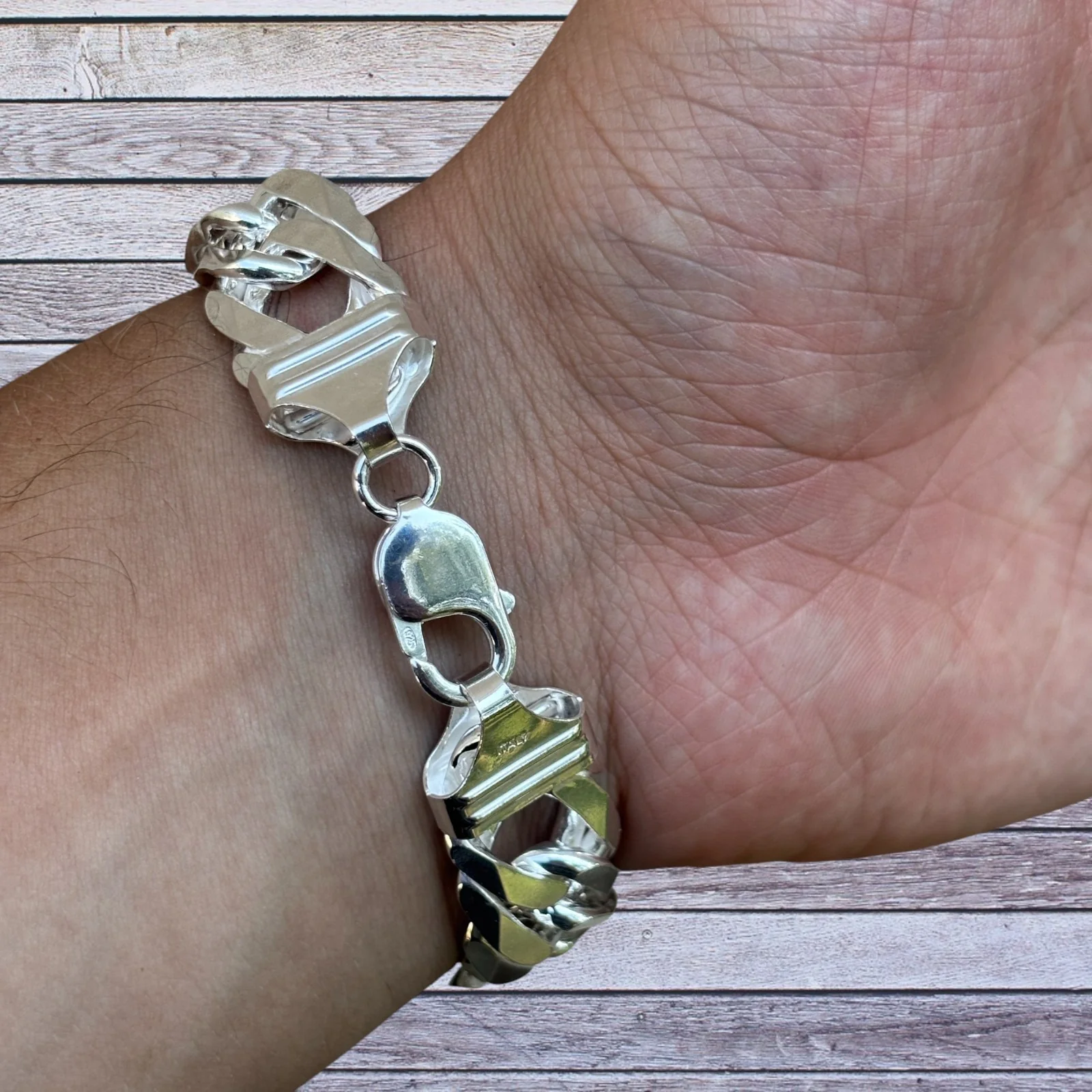 925 Sterling Silver 16mm Double Curb Bracelet - Image 15