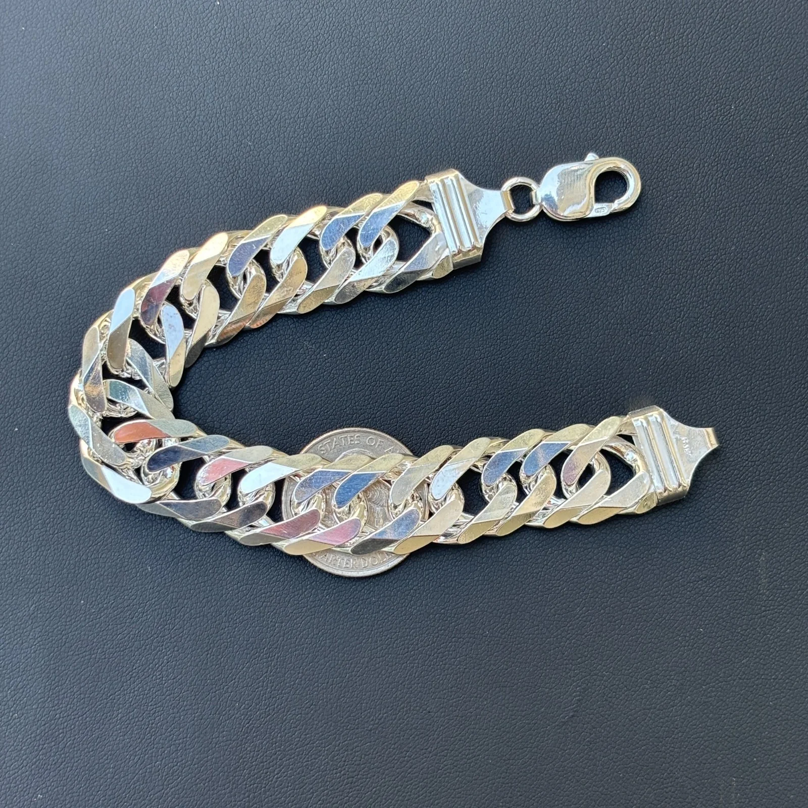 925 Sterling Silver 16mm Double Curb Bracelet - Image 17