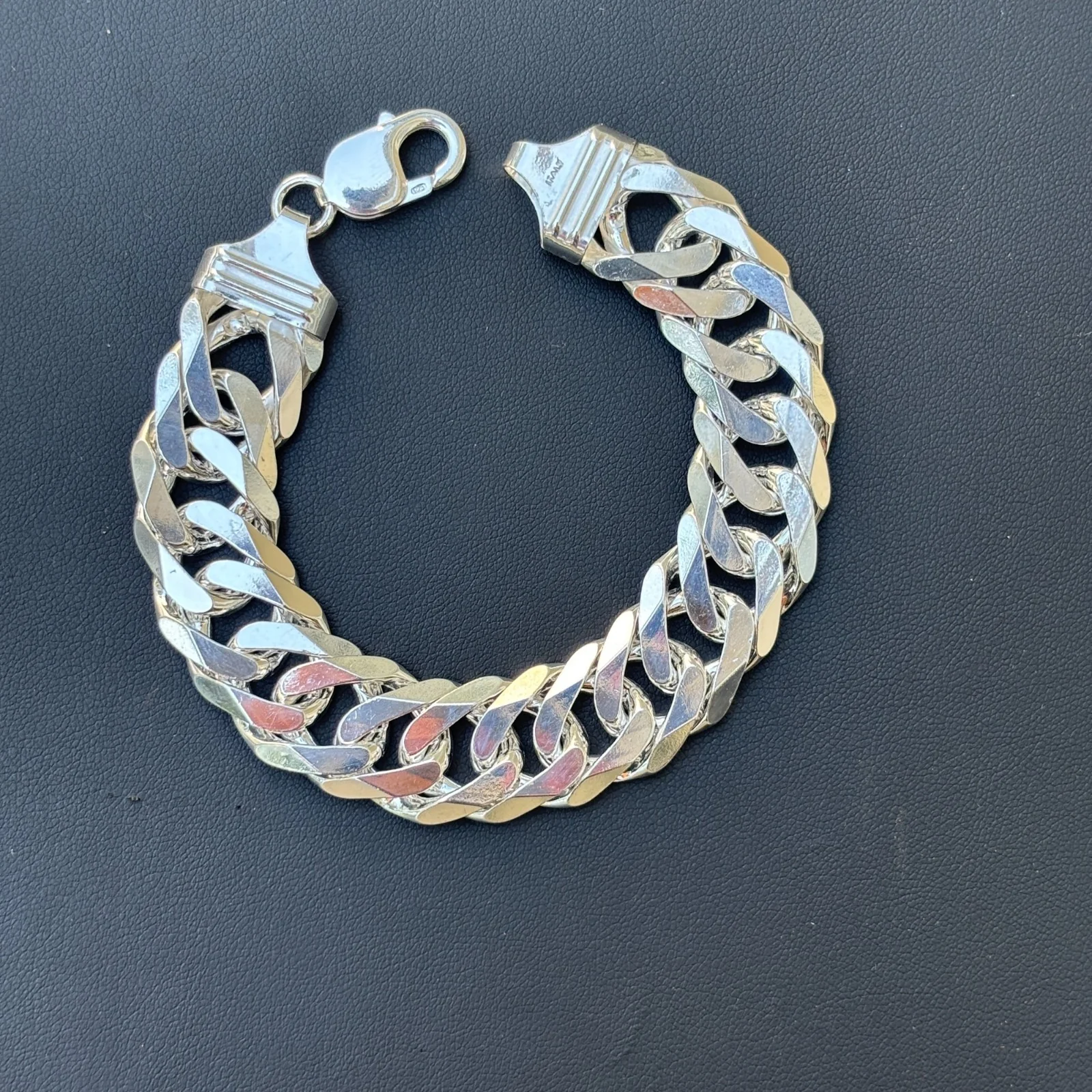 925 Sterling Silver 16mm Double Curb Bracelet - Image 2