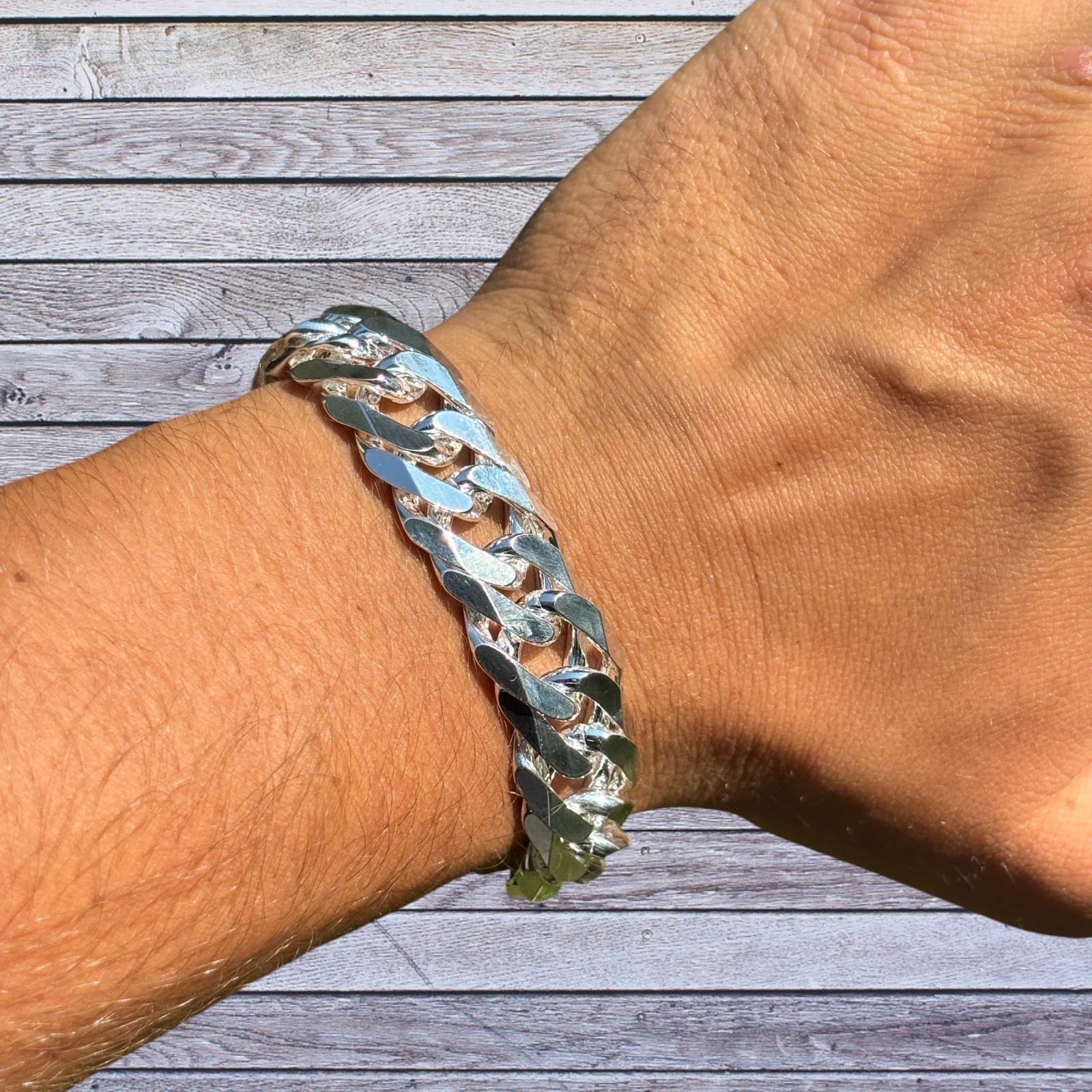 925 Sterling Silver 16mm Double Curb Bracelet - Image 4