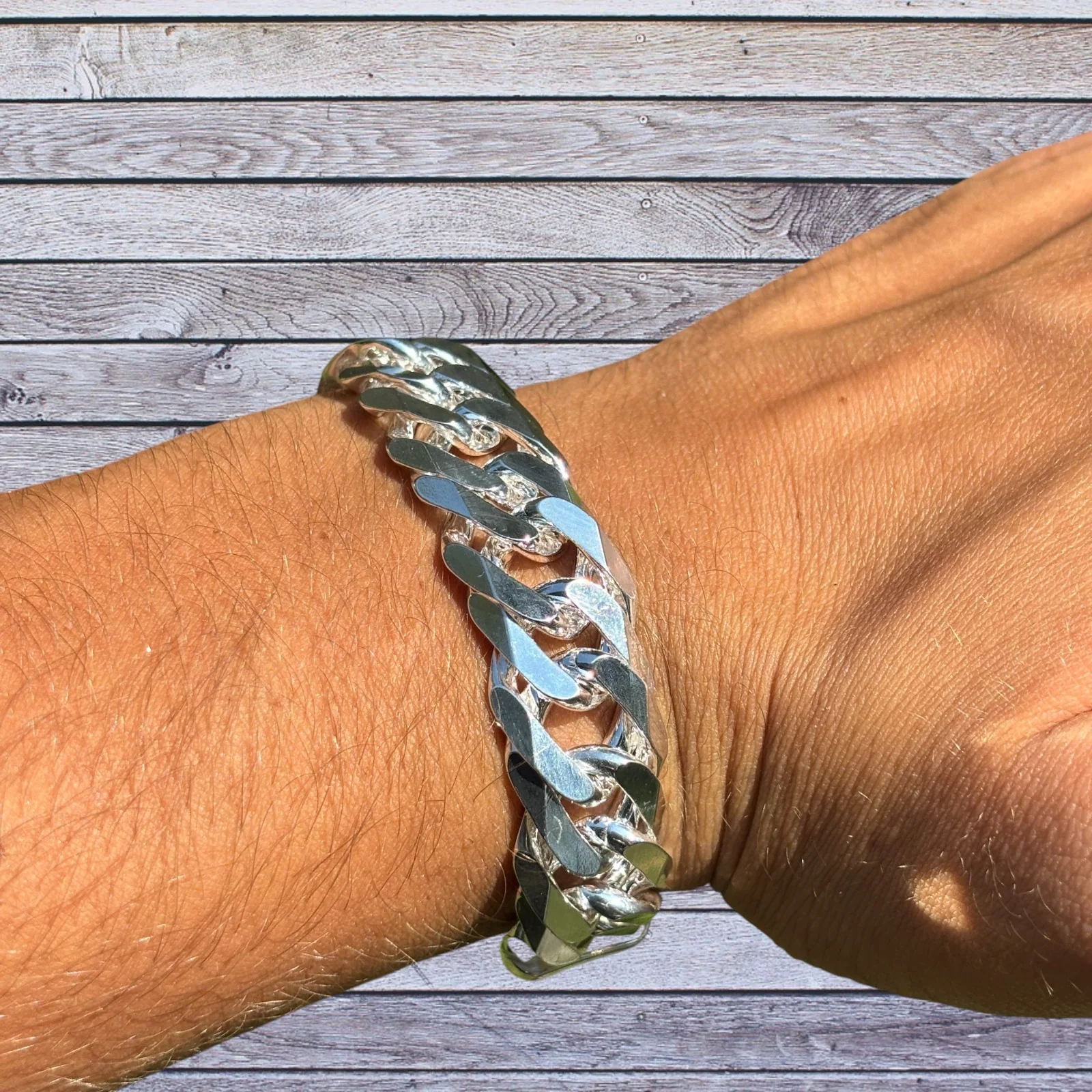925 Sterling Silver 16mm Double Curb Bracelet - Image 5