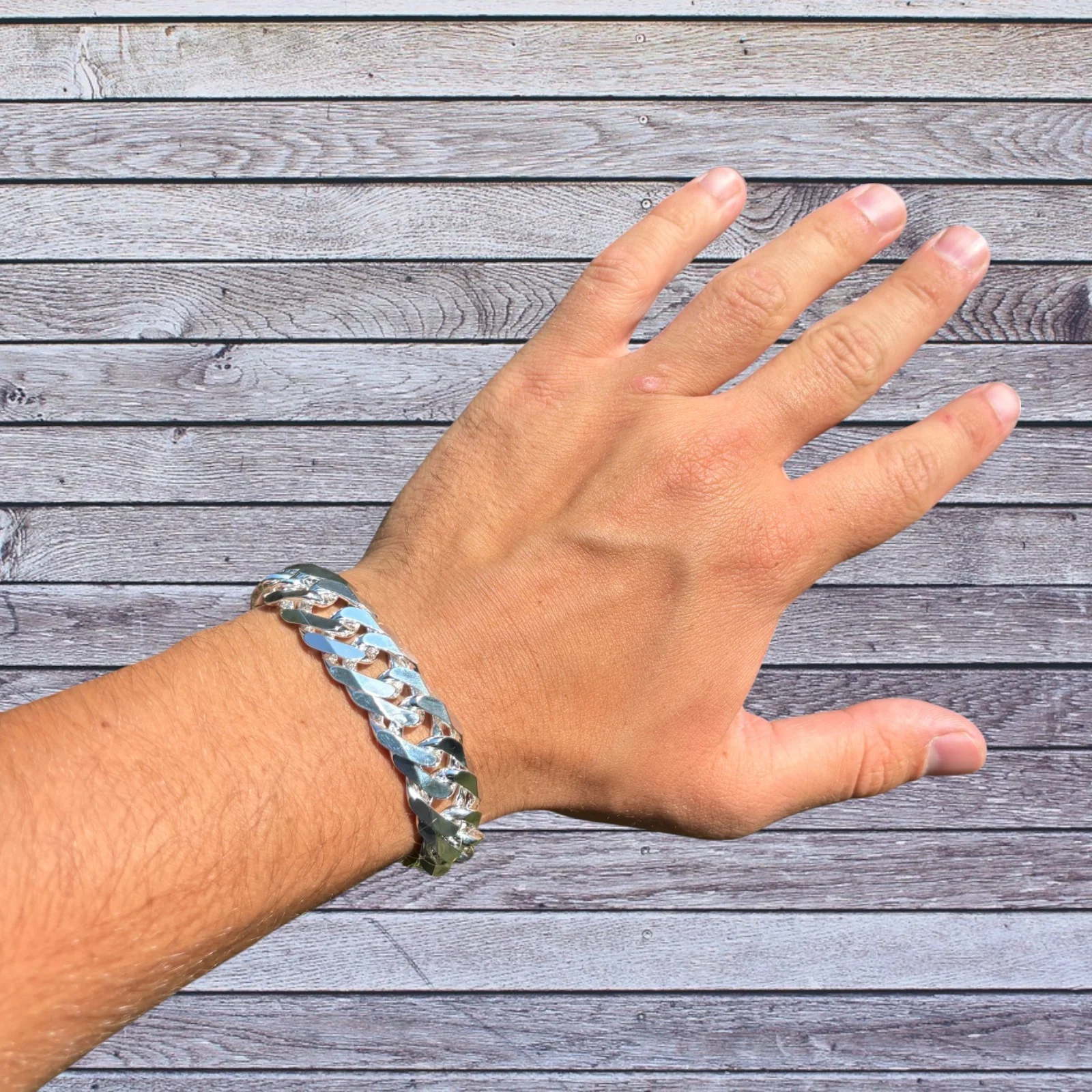 925 Sterling Silver 16mm Double Curb Bracelet - Image 6
