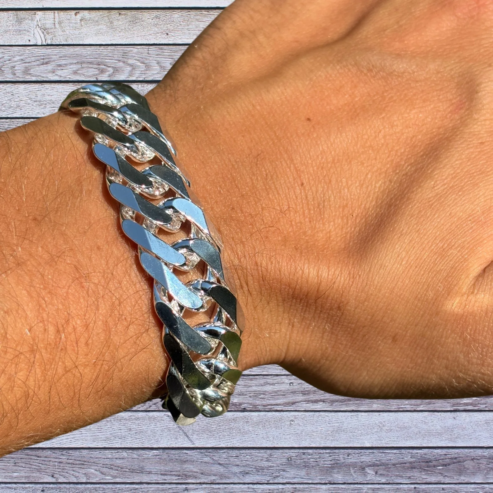 925 Sterling Silver 16mm Double Curb Bracelet - Image 7