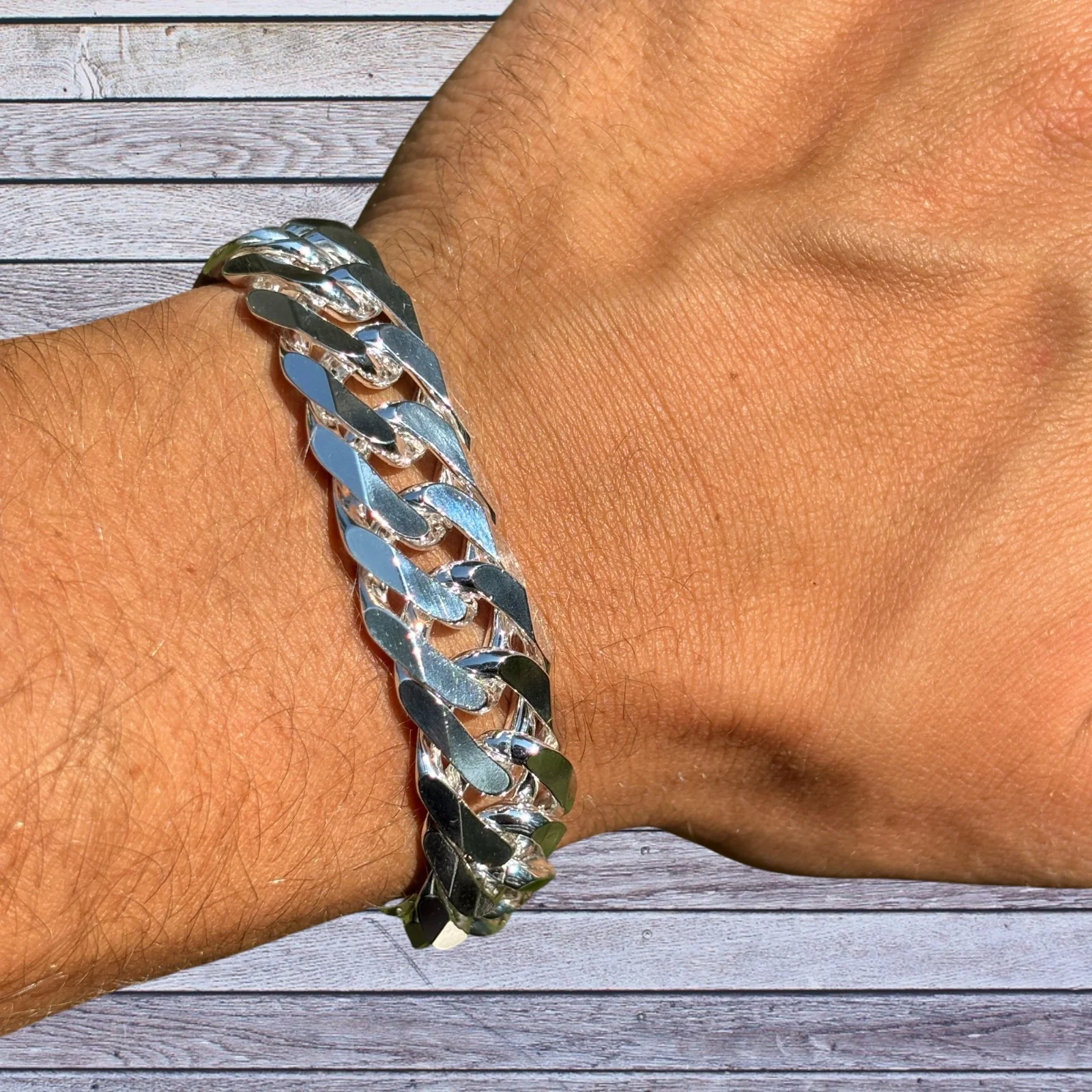 925 Sterling Silver 16mm Double Curb Bracelet - Image 8