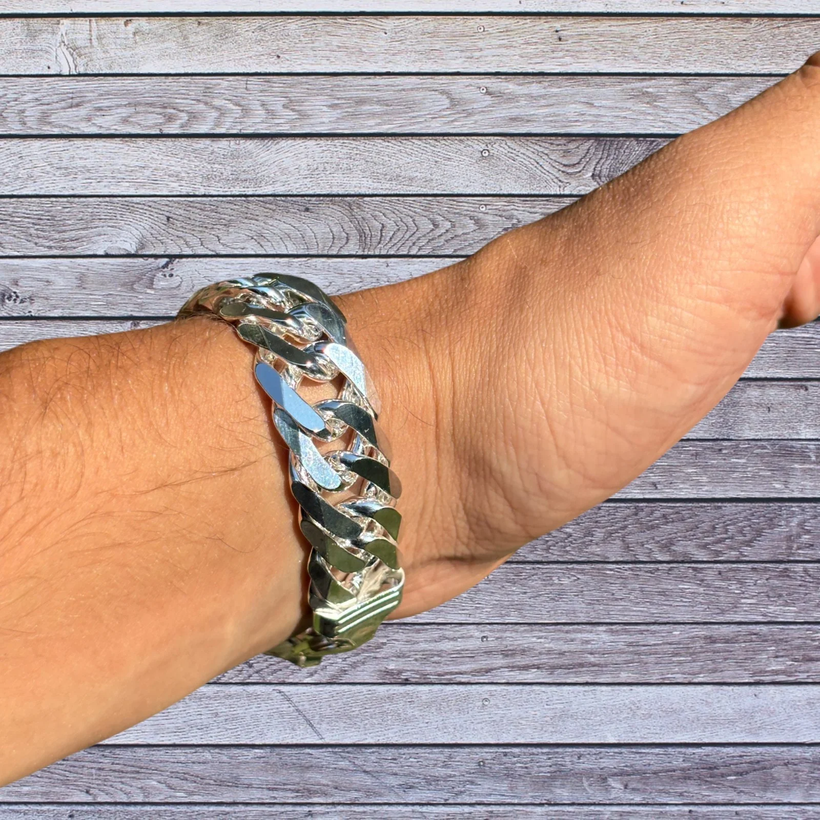 925 Sterling Silver 16mm Double Curb Bracelet - Image 9