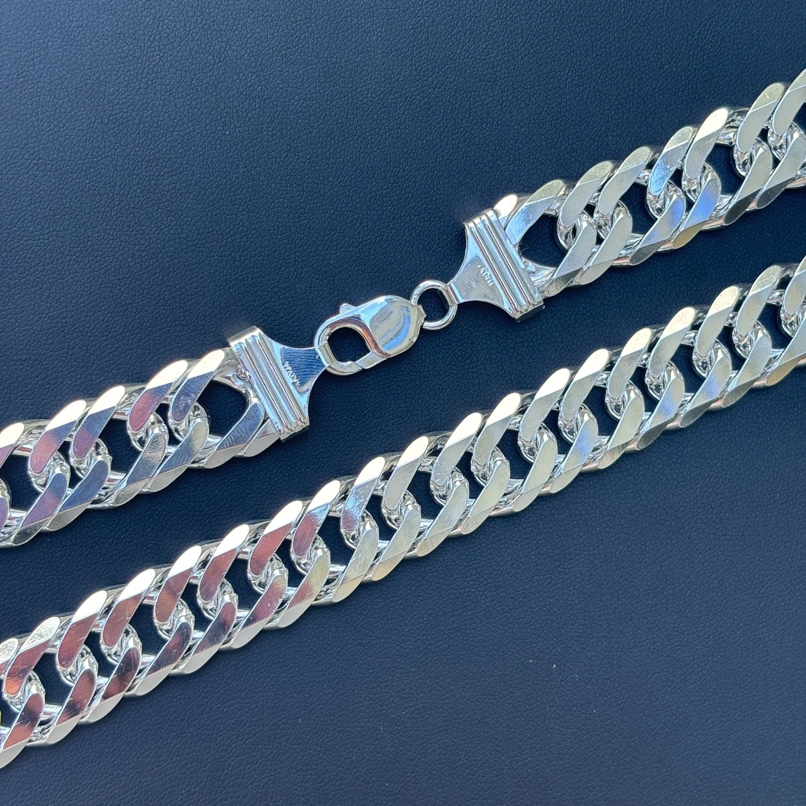 925 Sterling Silver 16mm Double Curb Chain Necklace - Image 2
