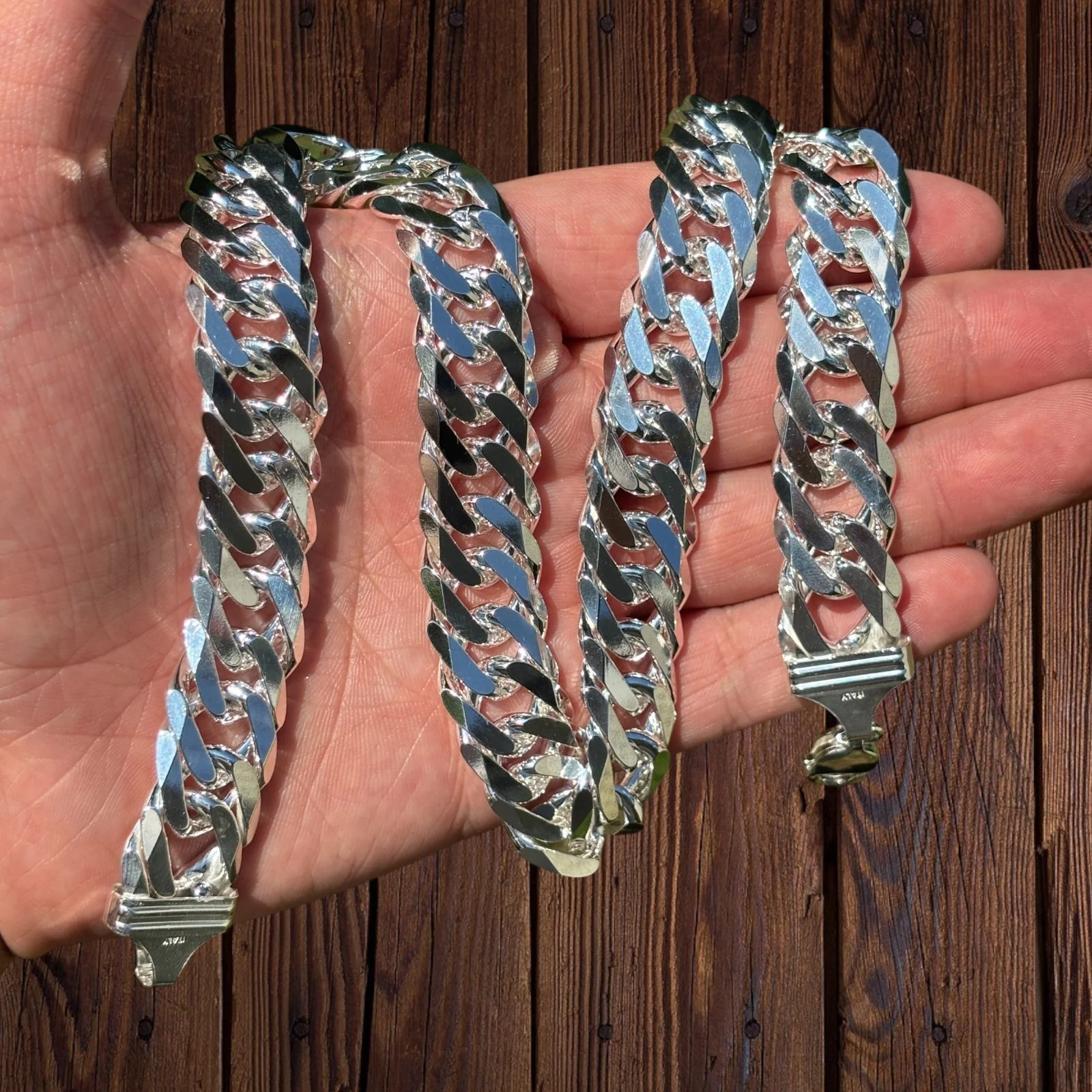 925 Sterling Silver 16mm Double Curb Chain Necklace - Image 4