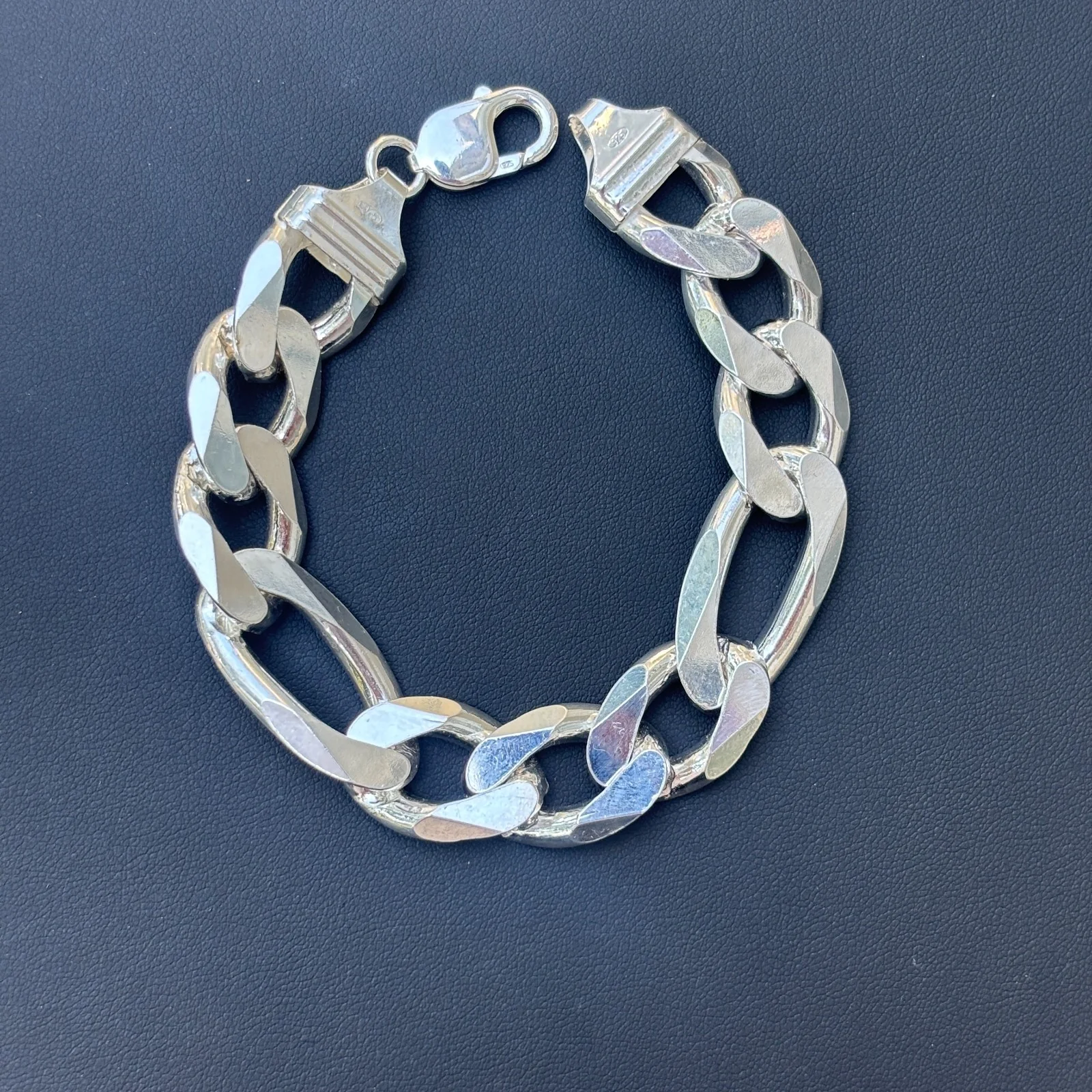 925 Sterling Silver 16mm Figaro Bracelet - Image 12