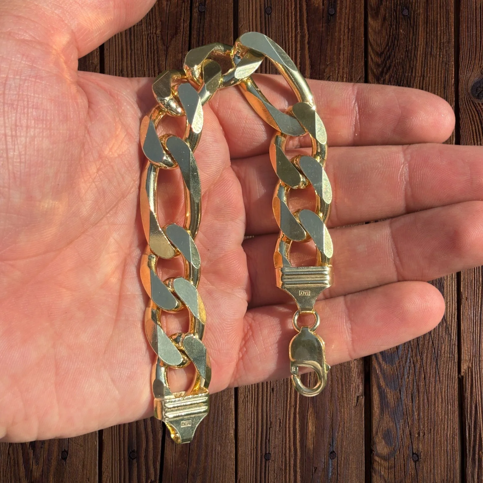 925 Sterling Silver 16mm Figaro Bracelet - Image 5