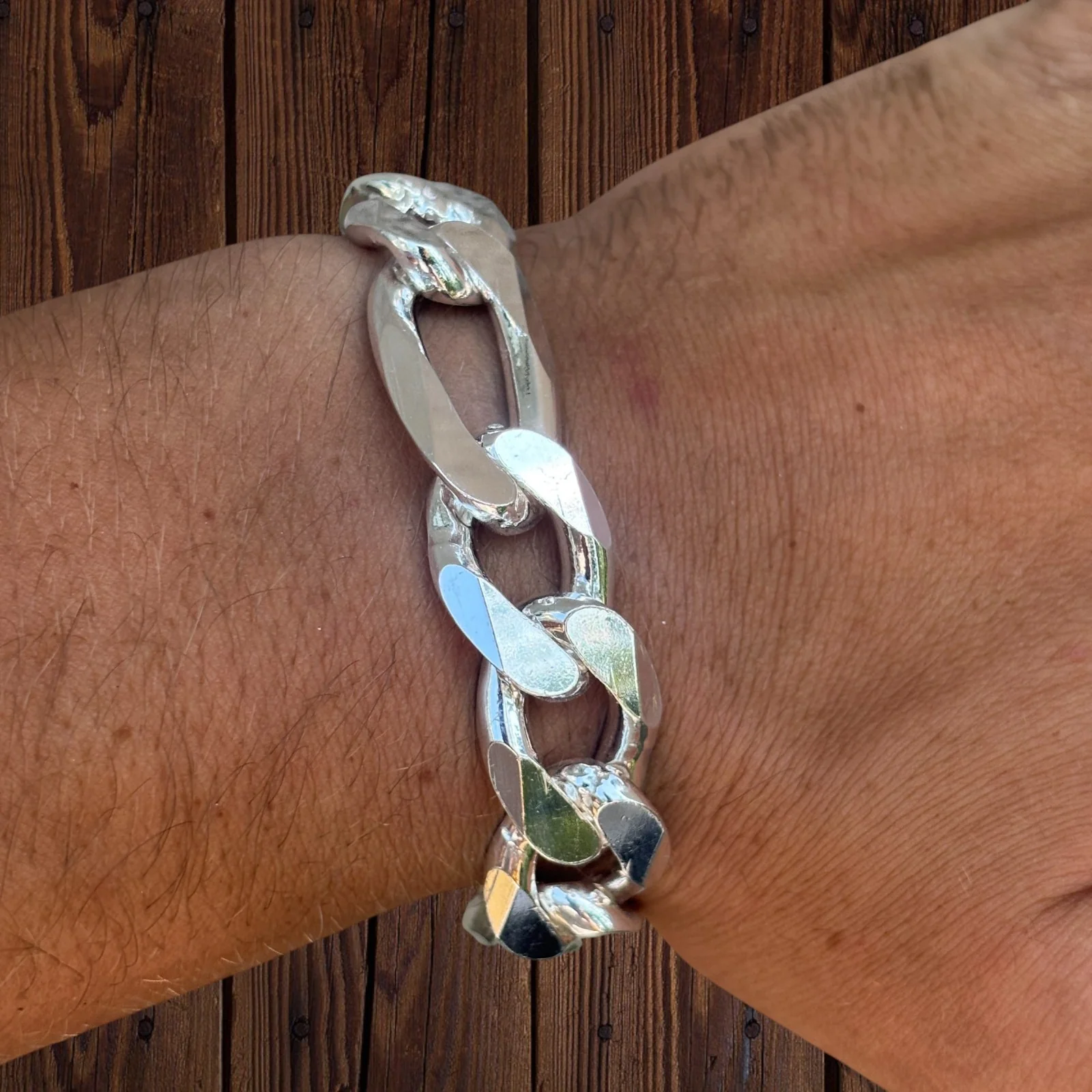 925 Sterling Silver 16mm Figaro Bracelet - Image 6