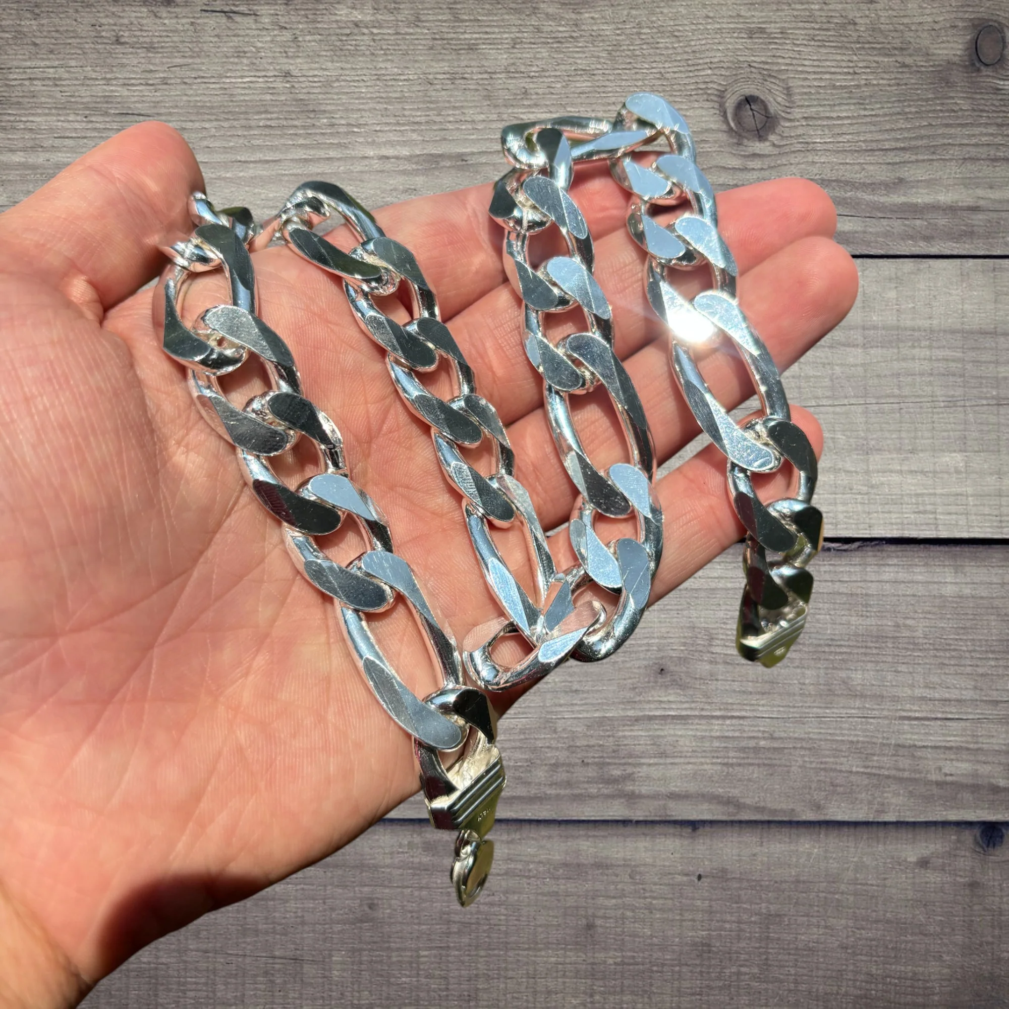 925 Sterling Silver 16mm Figaro Chain Necklace - Image 10