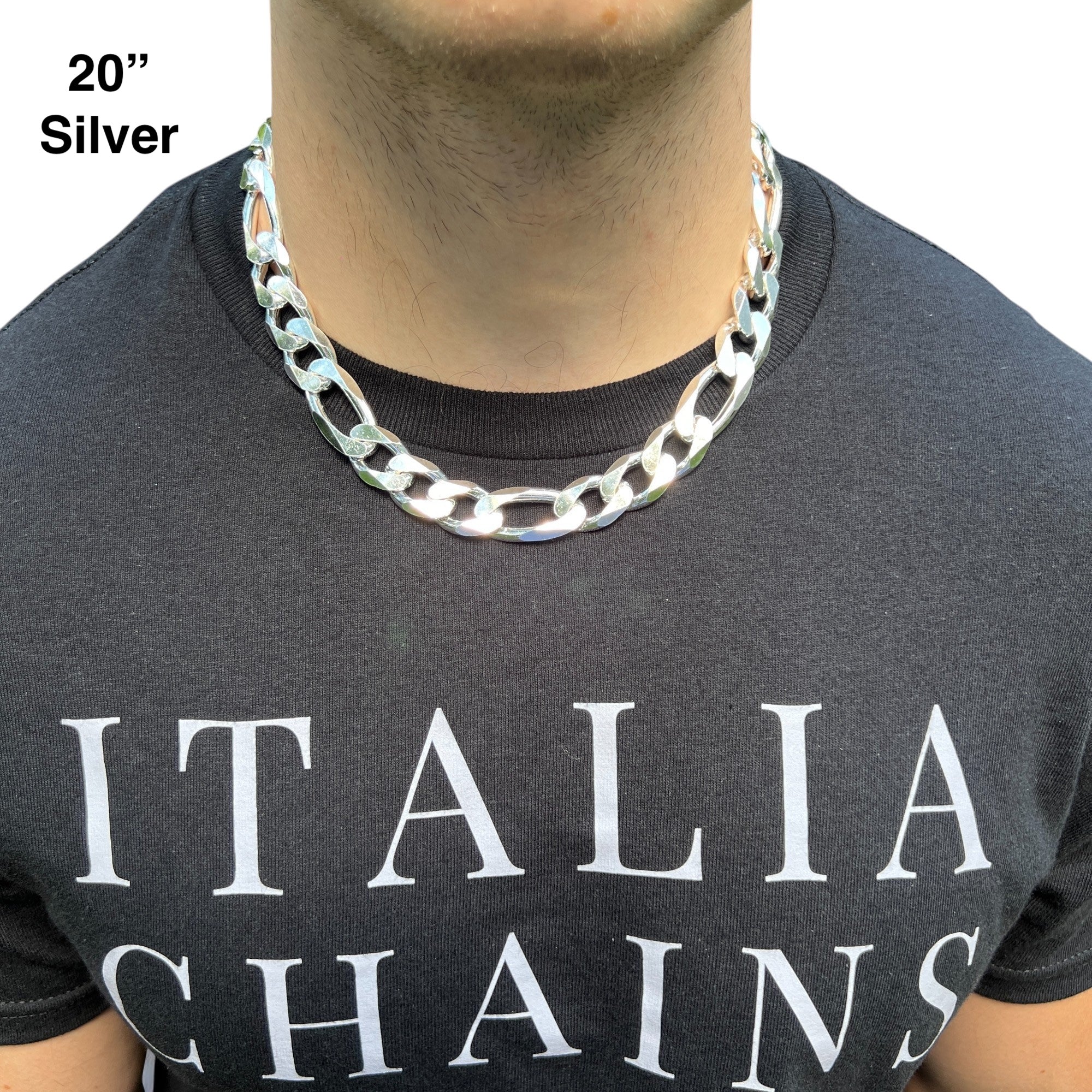 925 Sterling Silver 16mm Figaro Chain Necklace - Image 12