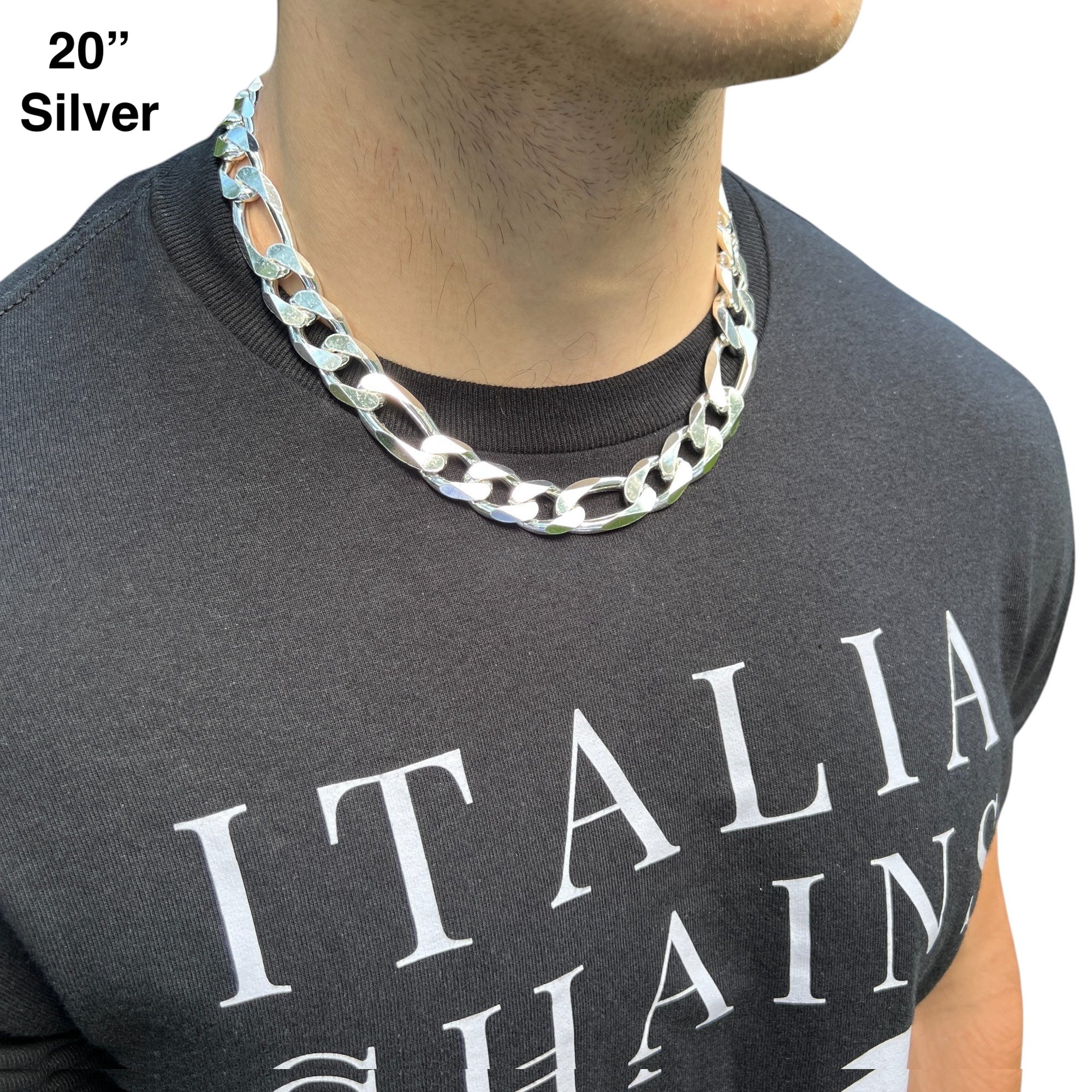 925 Sterling Silver 16mm Figaro Chain Necklace - Image 13